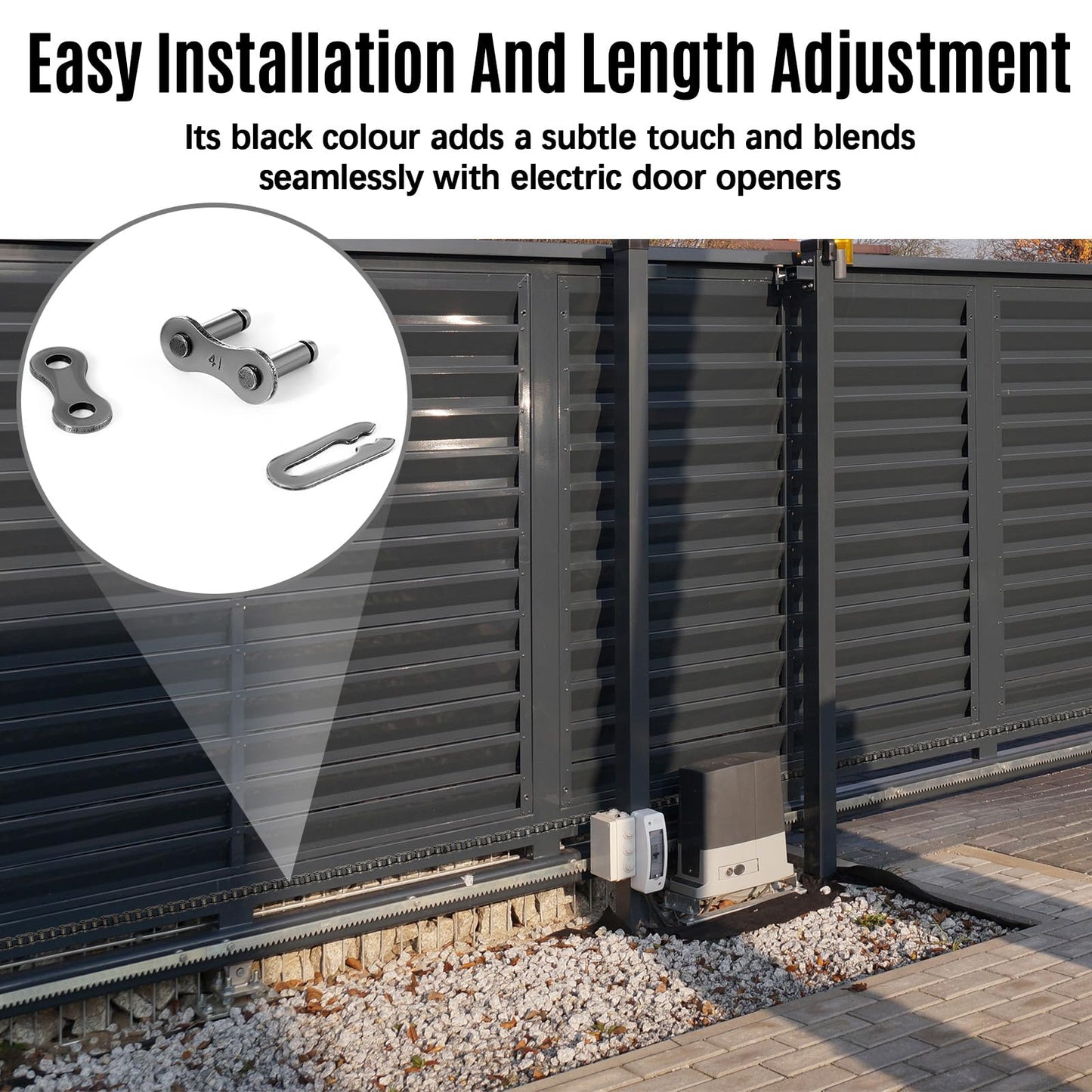 Tandefio Roller Chain for Gate Openers Carbon Steel Operator Chain with 2 Connecting Links for Extension Replacement Electric Automatic Sliding Gate Opener Garage Hanger Door Karts Bike(#41,20 ft)