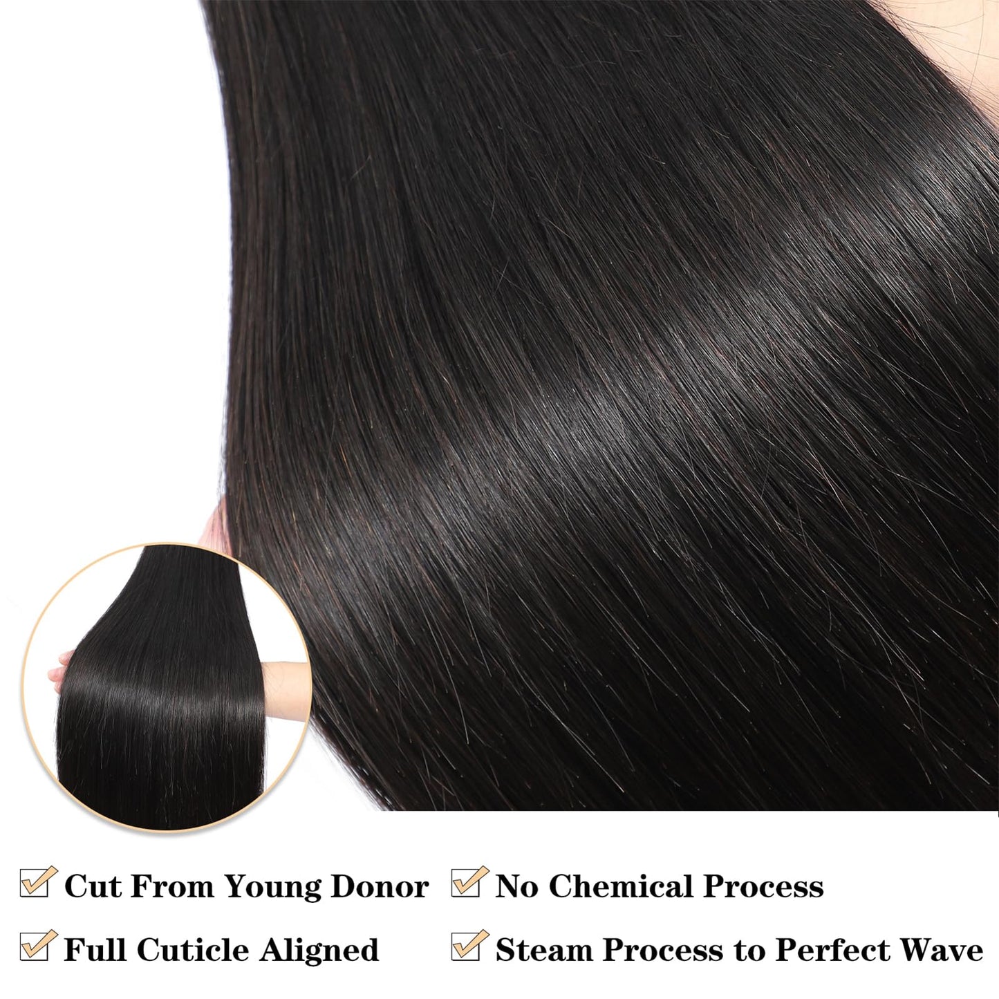 12A Straight Bundles Human Hair 16" 18" 20" 300g 100% Unprocessed Brazilian Virgin Hair Straight Human Hair Weave Bundles Human Hair 3 Bundles Natural Color
