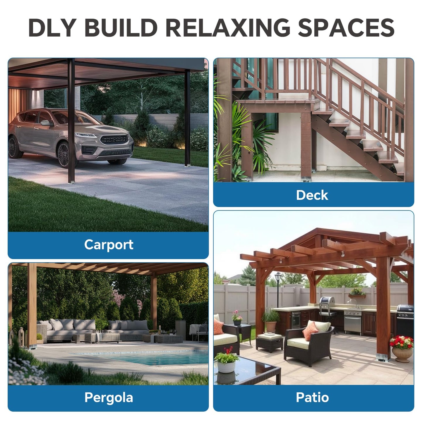 6x6 Galvanized Post Base for Concrete, 10 Pack Post Deck Base Anchor for 5.5x5.5 Wood, Post Base Holder with 1" Standoff for Deck Gazebo Pergola Porch, Includes 10 Fastener & 100 Screws