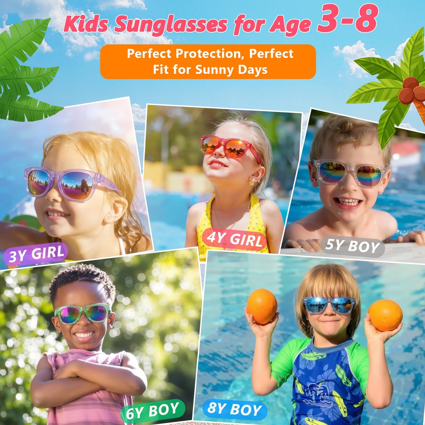 Kids Sunglasses Bulk Party Favors - Boys Girls Sunglasses for Kids Age 3-8, Neon Sunglass with UV400 Protection, Goodie Bags Stuffer for Kid Birthday Party Supply, End of Year Student Gifts (64 Packs)