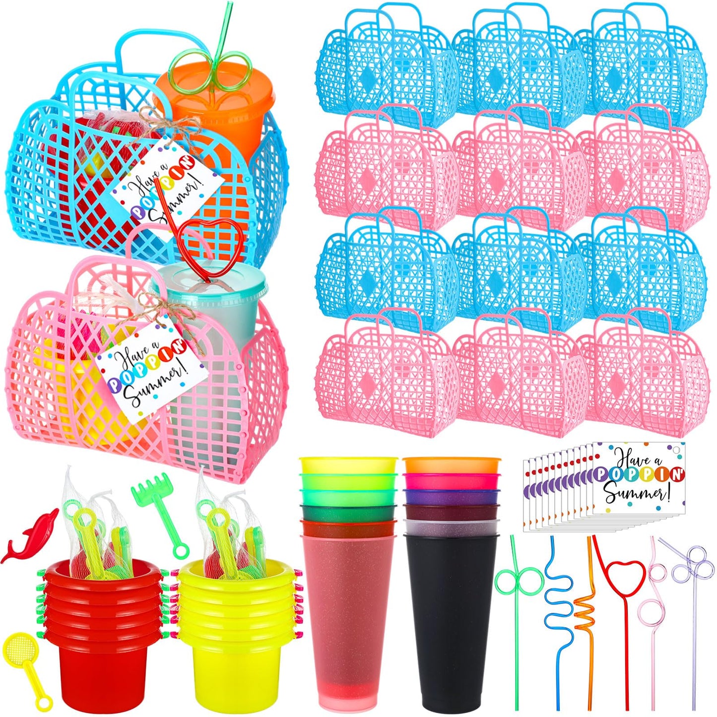 Simgoing Graduation Gifts for Kids Bulk End of Year Student Gifts from Teachers 73 Pcs Kindergarten Preschool Graduation Summer Class Party Favors with Sand Beach Buckets Bulk Basket Toys Cups Straw