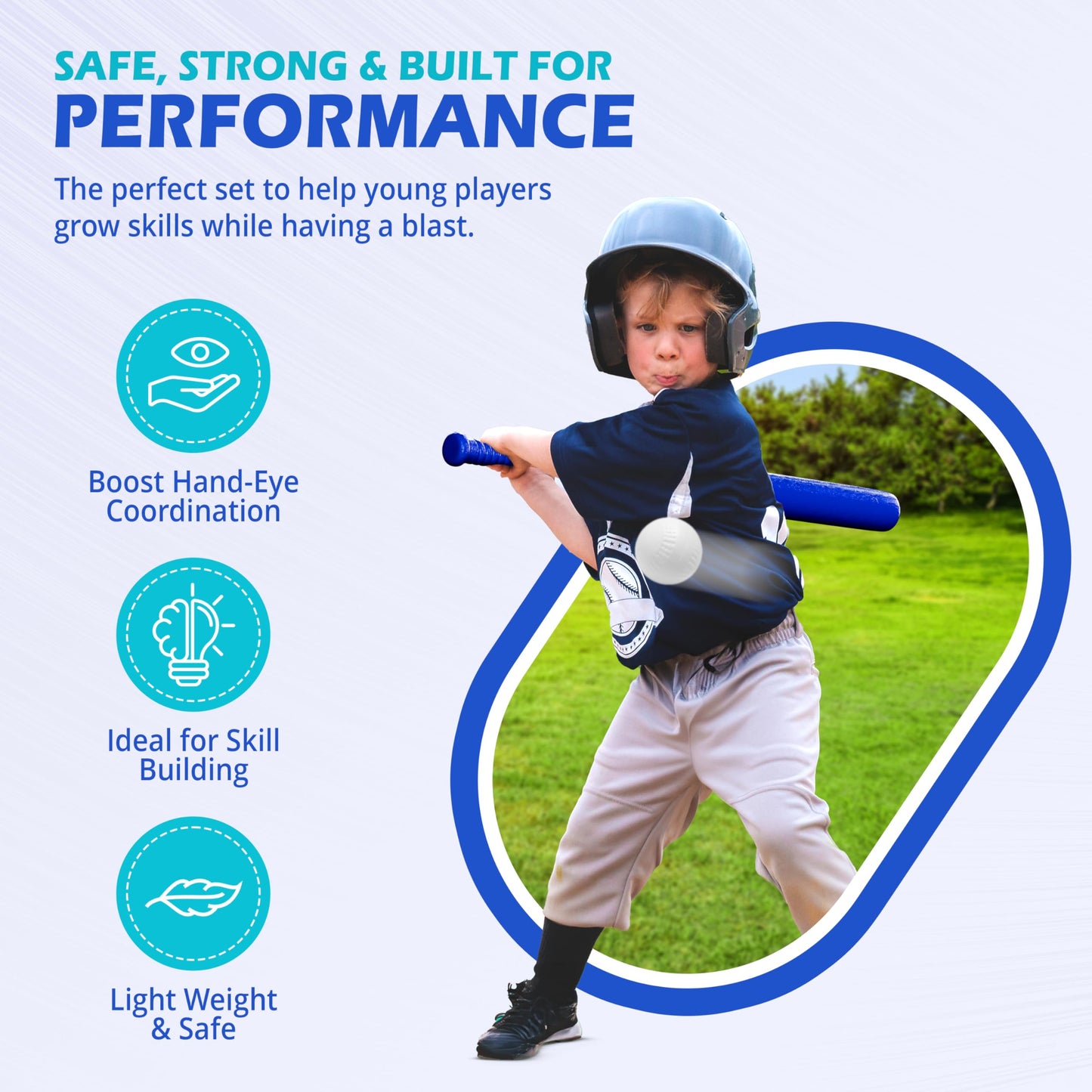 BAMMAX Backyard Baseball Set Includes (2) 32" Plastic Bats & (6) Plastic Baseballs | Great for Backyard Games & Parties | Safer Alternative to Kids Baseball Bats | Great for 3-10 Years Kids