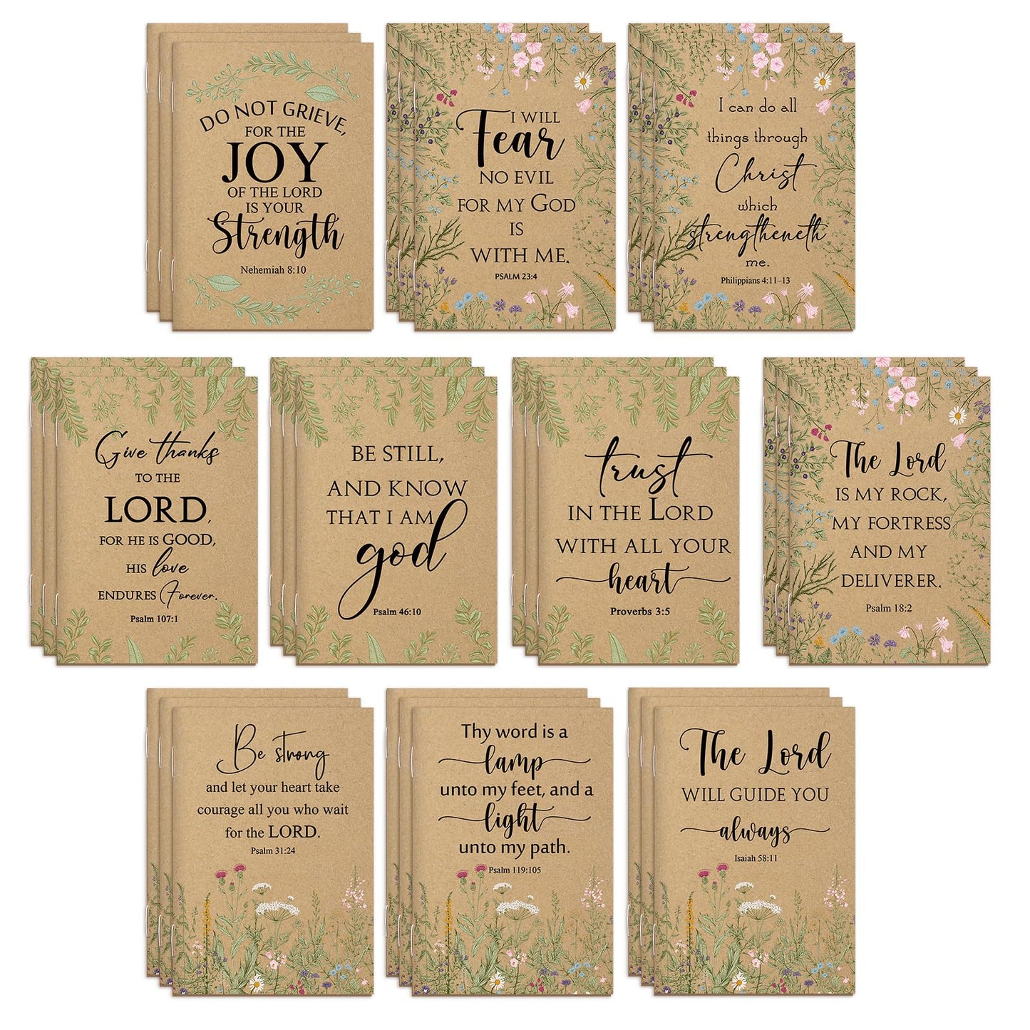 Ctosree 200 Pcs Bible Verse Prayer Journal Notebook for Women Christian Notepads Gifts Mini Inspirational Religious Note Pads for Father's Day Church Teacher Sunday School 3.15 x 5 Inch (Brown)