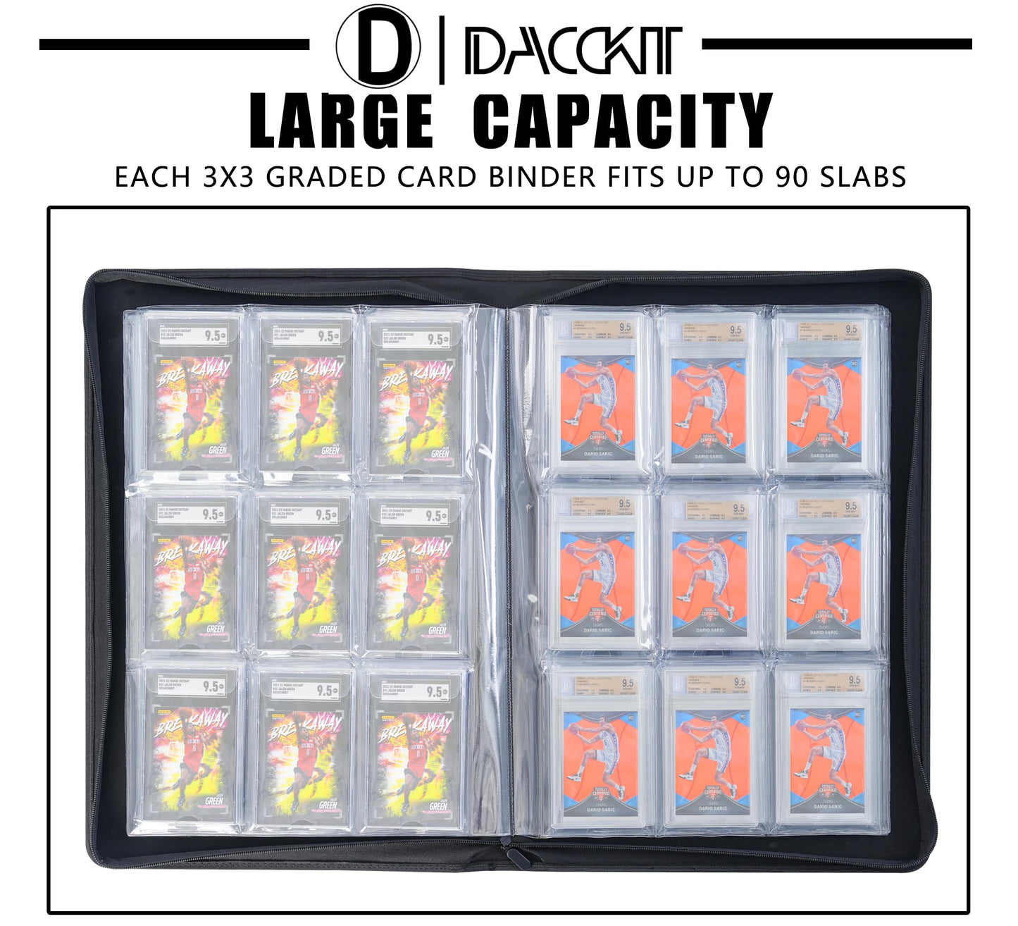 D DACCKIT Graded Card Binder，Holds 90 Card - 9 Pocket Slab Binder for Cards Compatible with PSA CGC BGS SGC（Model A, Navy Blue）