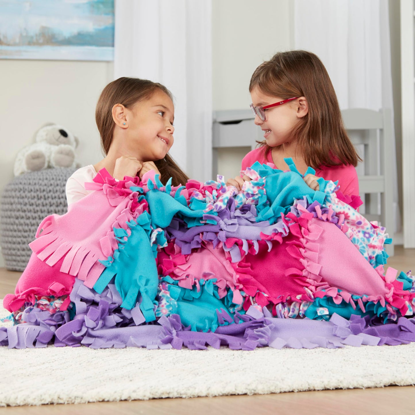 Melissa & Doug Created by Me! Flower Fleece Quilt, Arts & Crafts, No-Sew Fleece Quilt, High-Quality Soft Material, 48-Pieces