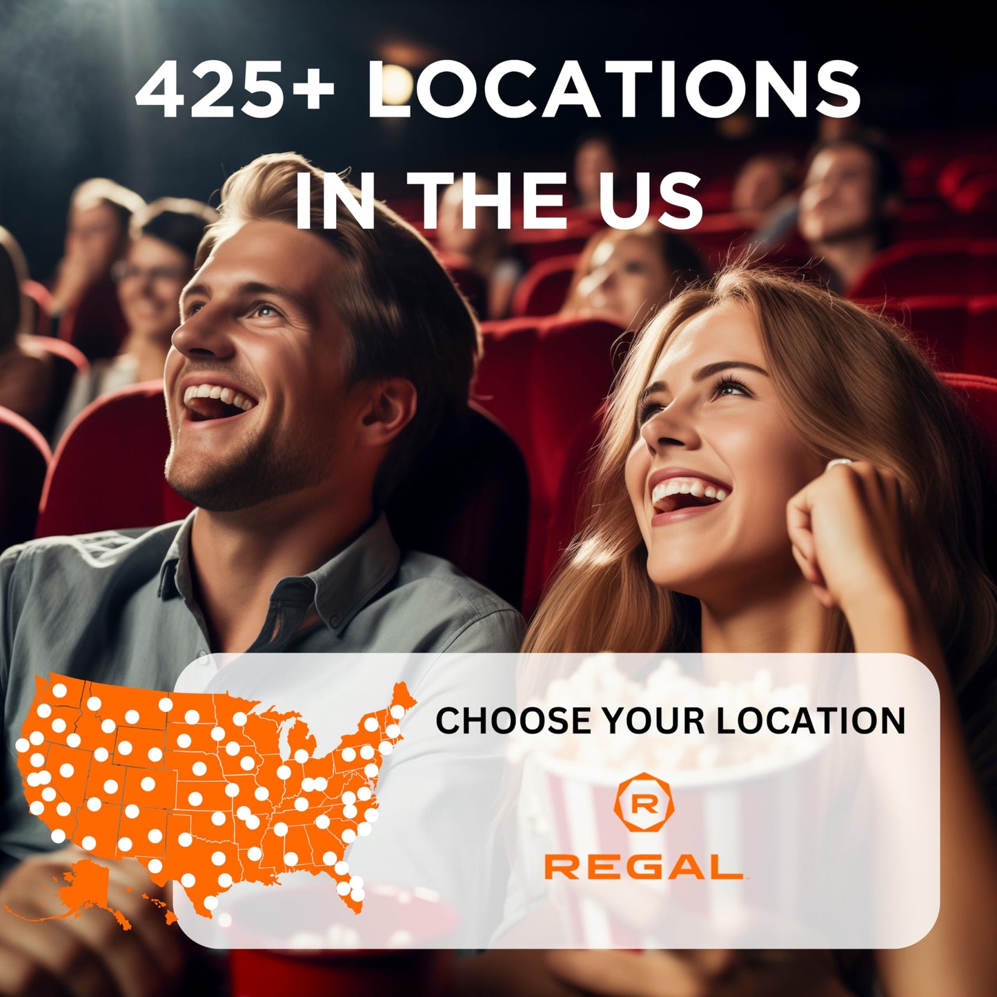 Wonderbox Regal Movie Gift Box, 2 Tickets, 2 Drinks & 2 Popcorn, Movie Night Experience for 2, Valid at 425 Locations