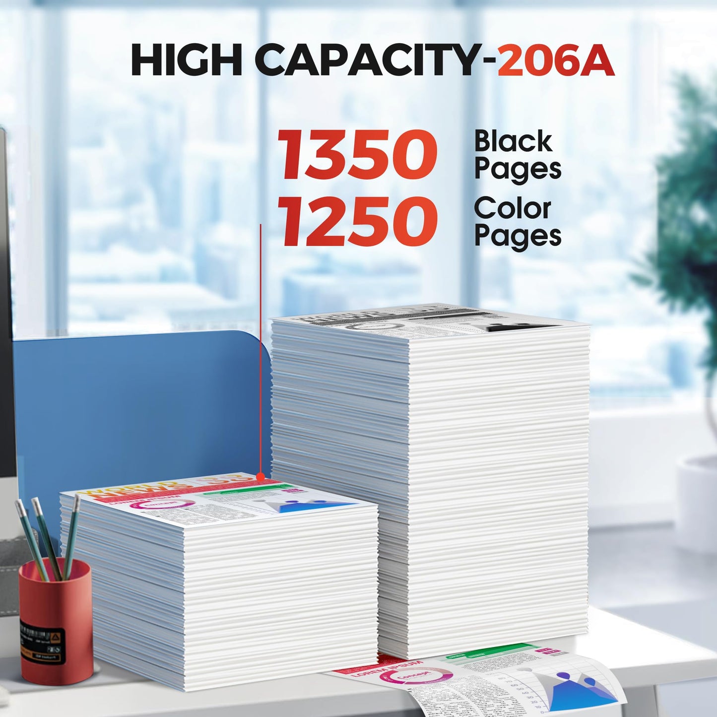 206A Toner Cartridges 4 Pack - M283cdw Toner Replacement for HP 206A HP 206X Toner Cartridges Work with HP Color Laserjet MFP M283fdw M283cdw M283fdn M282nw , Pro M255dw M283 | W2110A 206A Black