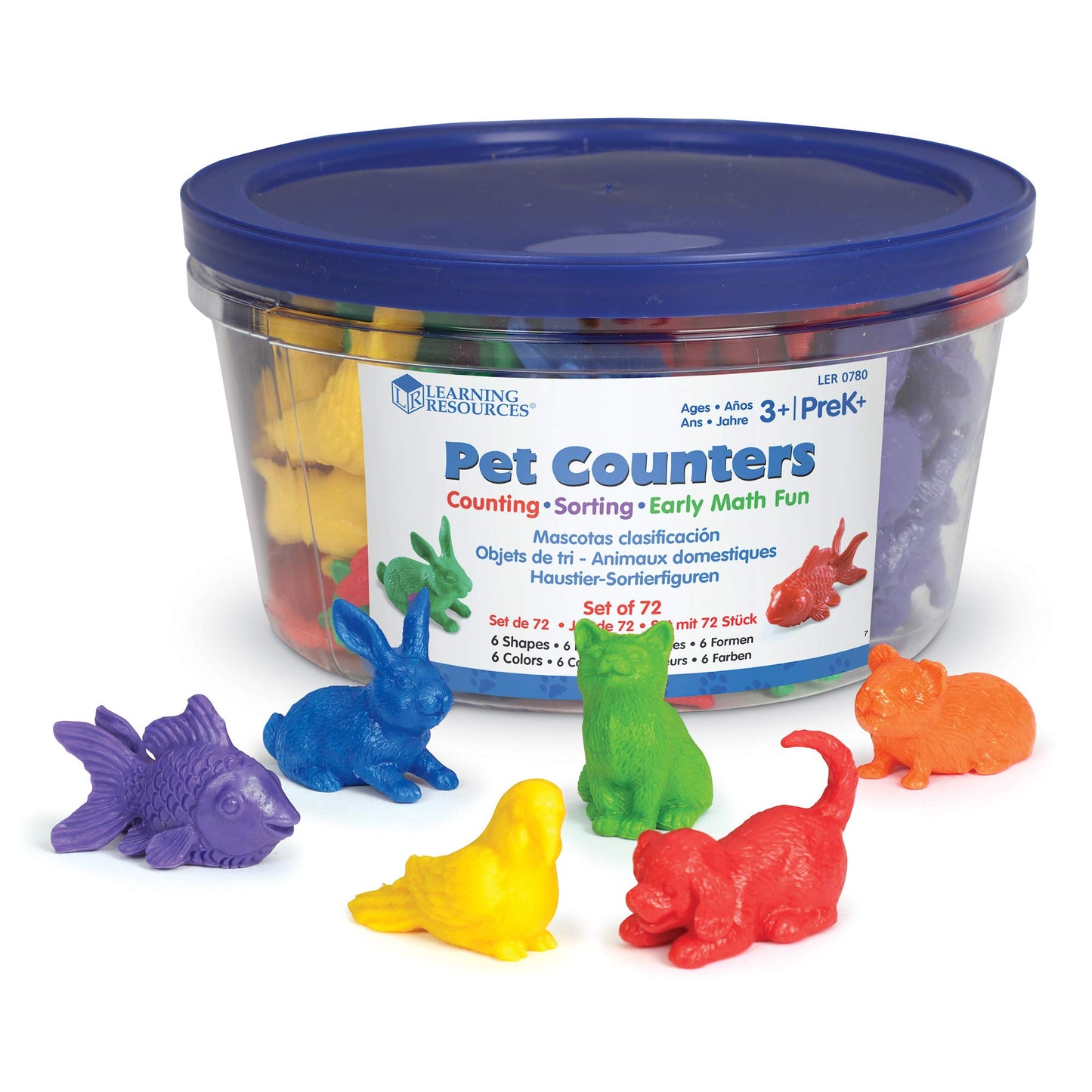 Learning Resources LER0780 Domestic Pets Counters, Educational Counting and Sorting Toy, Set of 72