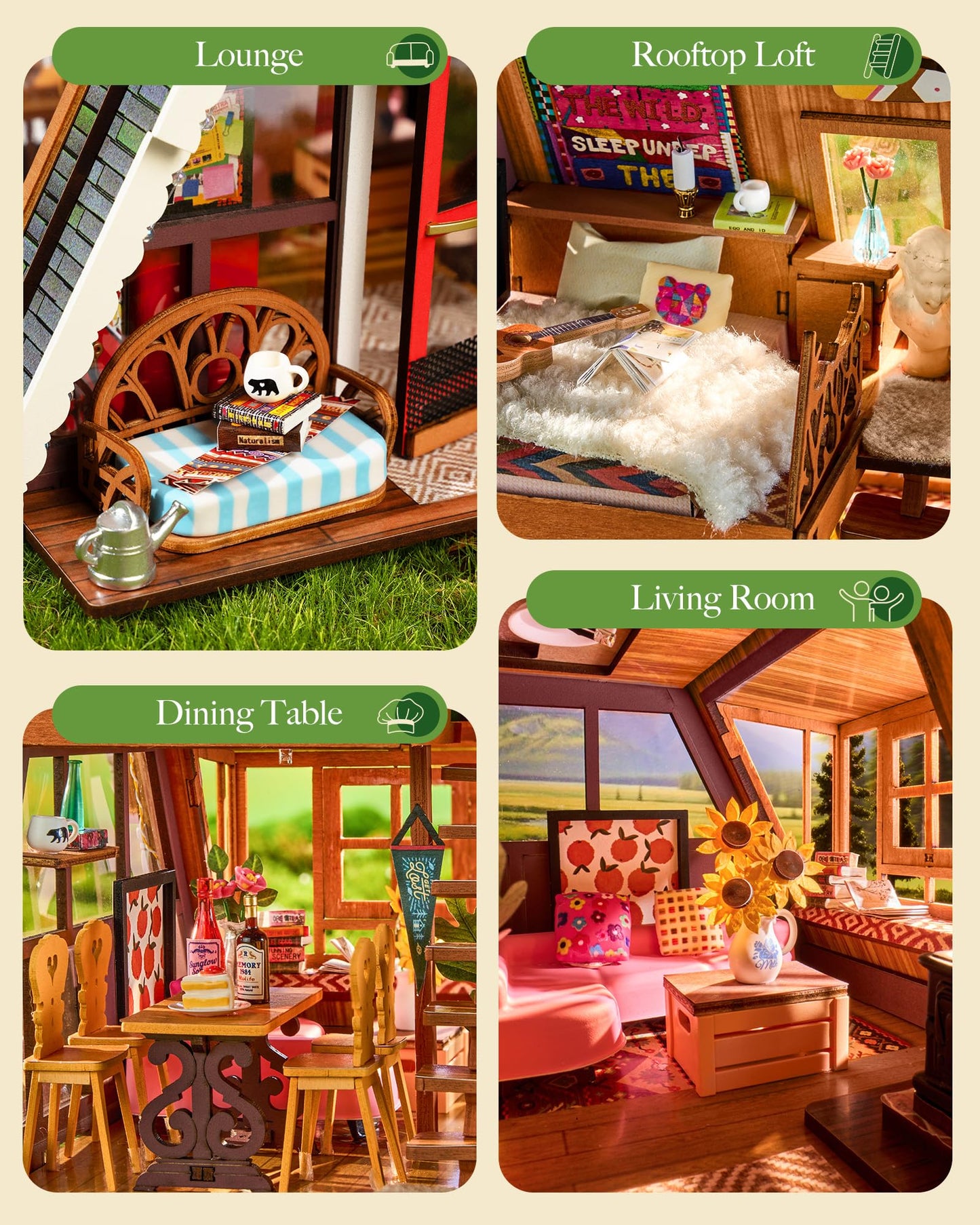 Rolife Miniature House Kit, Mini Wooden Dollhouse Kit, Tiny House Diorama Building Kits DIY Crafts for Adults, 3D Puzzle Birthday Crafts Hobbies Gift for Teens