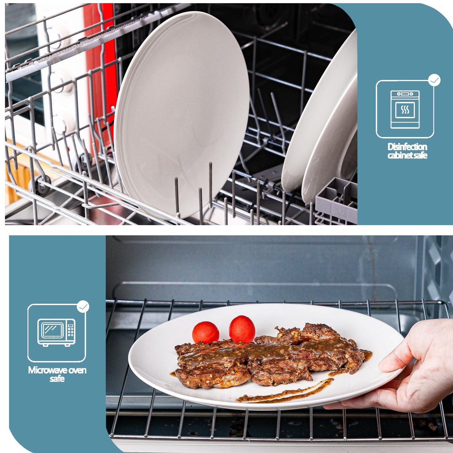 YALONG White Dinner Plates Set of 6, 10 Inch Ceramic Plates – White Porcelain Dinner Plates for Kitchen, Serving & Everyday Use, Microwave & Dishwasher Safe, 25.4Cm