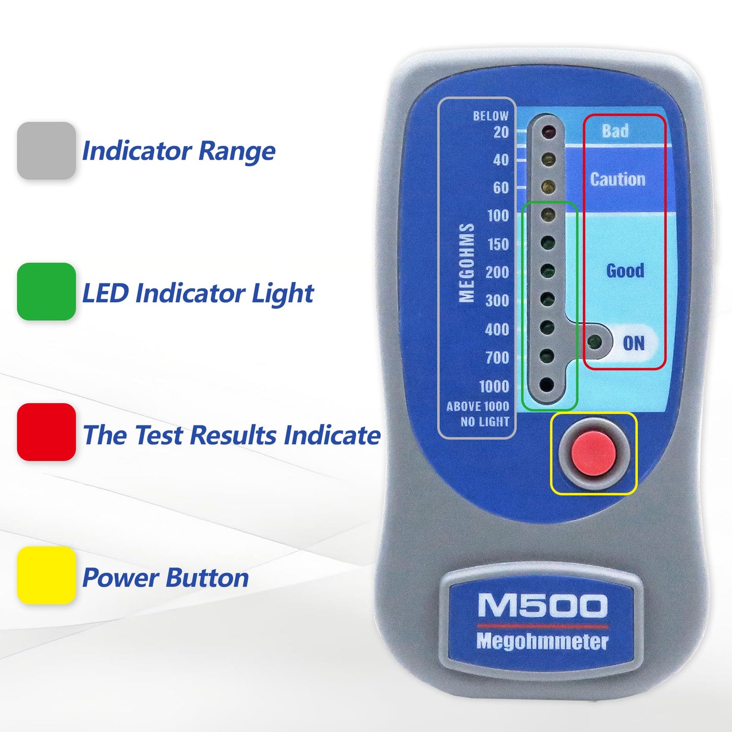 M500 Insulation Tester MEGOHMMETER, Compatible with Supco M500 Electronic Megohmmeter, Multimeter Tester, Compressor Tester HVAC, Battery Operated, 1000 Megohms at 500 Volts, with Soft Carrying Case