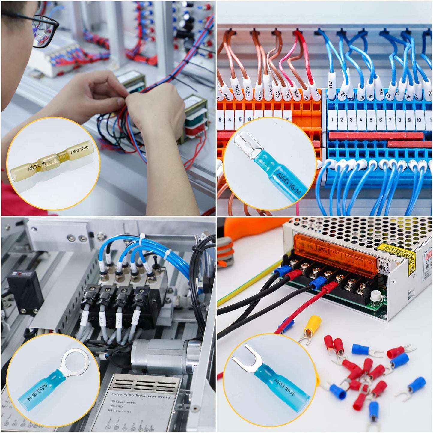 620PCS Heat Shrink Wire Connectors Electrical Connectors Kit Wire Connectors Kit, CEACHOI Marine Grade Waterproof Terminals Butt Connectors, Spade Fork Ring Butt Splices