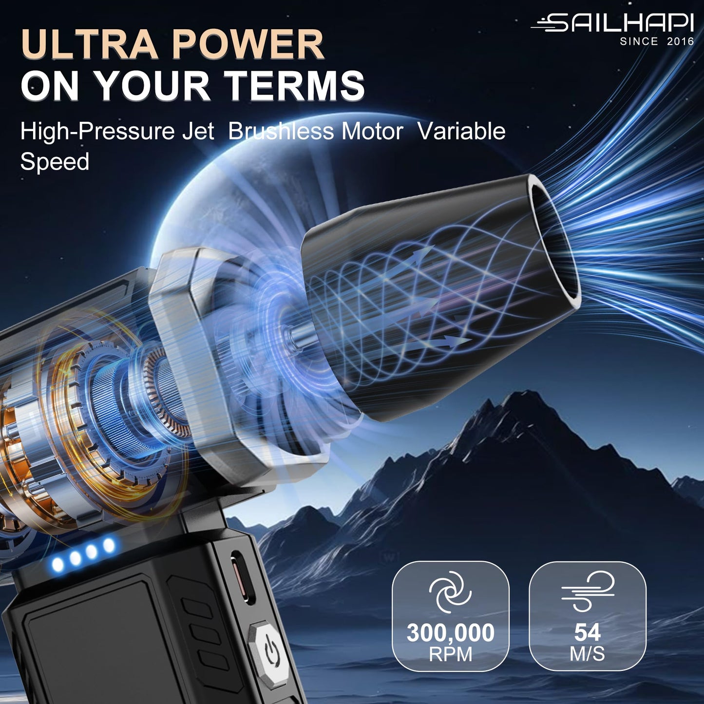 SAILHAPI Powerful Turbo Fan 300000RPM, Handheld Office Duster Blower Replaced Can of Air, Rechargeable Durable Fan Cleaner for PC Gamers, Barber, Laptop, Computer Accessories & Snow Removal