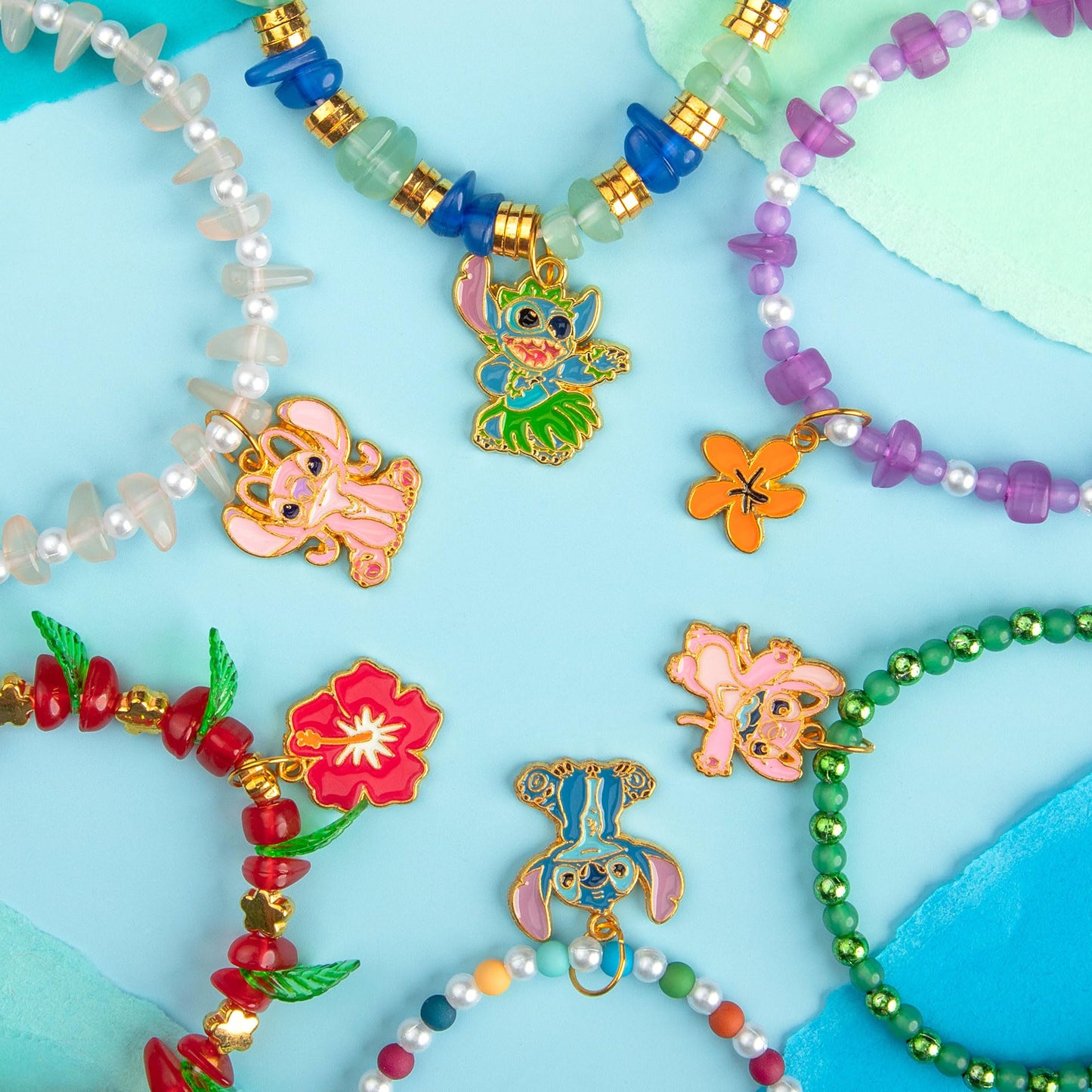 Fashion Angels Disney Stitch Coastal Treasures Jewelry Design Super Set, Includes Shell-Shaped Tray, Enamel Charms & More, DIY Creative Making Kit for Kids