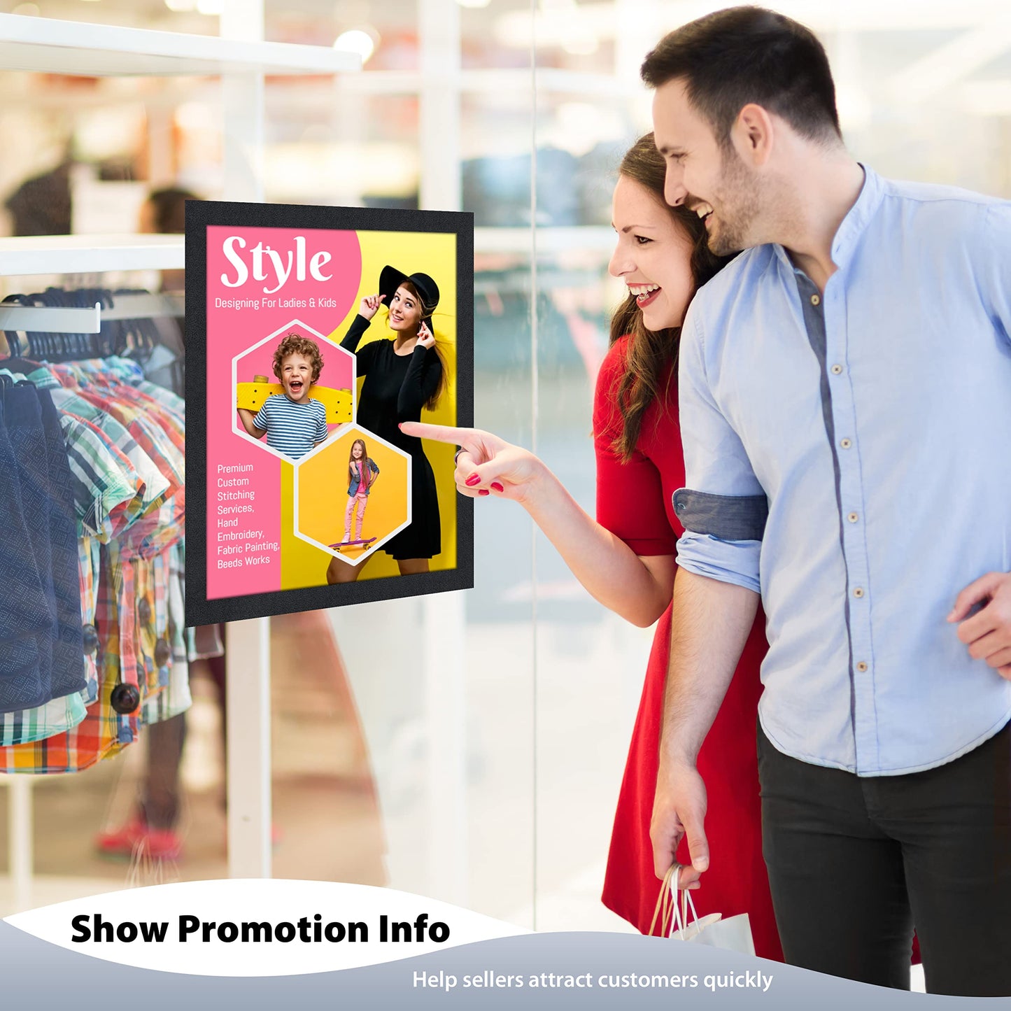 VAIIGO 11"x 17" Self Adhesive Sign Holder, Double Sided Window Display Frame with Clear PVC and Strong Magnetic for Office/Home/Store/Door/Glass/Wall (Black, 20Pack)