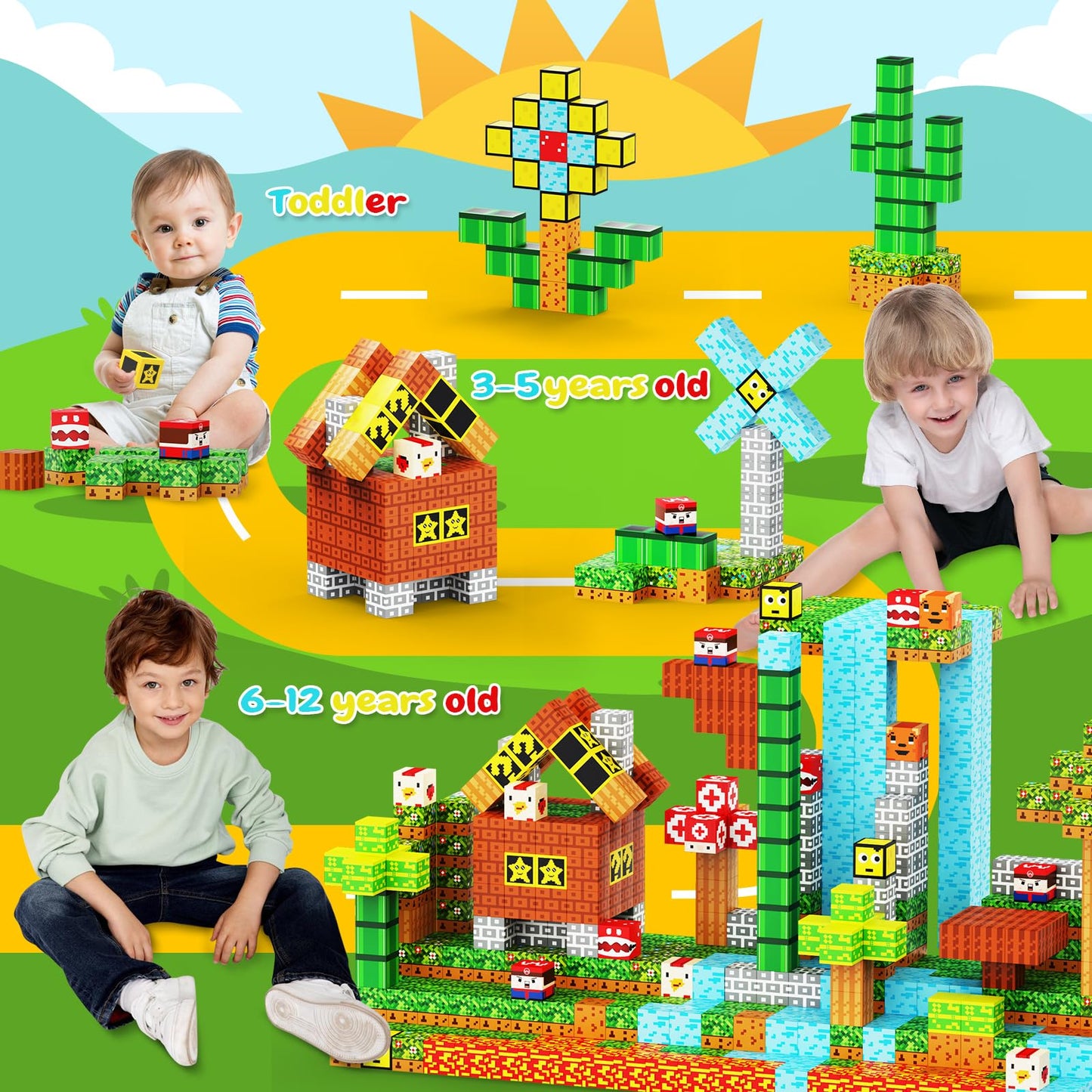 100PCS Magnetic Blocks - Building Cube Game Toys for Kids Ages 3-5 4-8 8-12, STEM Sensory Toys for Boys & Girls 3+, Stacking Toy Gifts for Toddlers Christmas Birthday, Educational Construction Toys