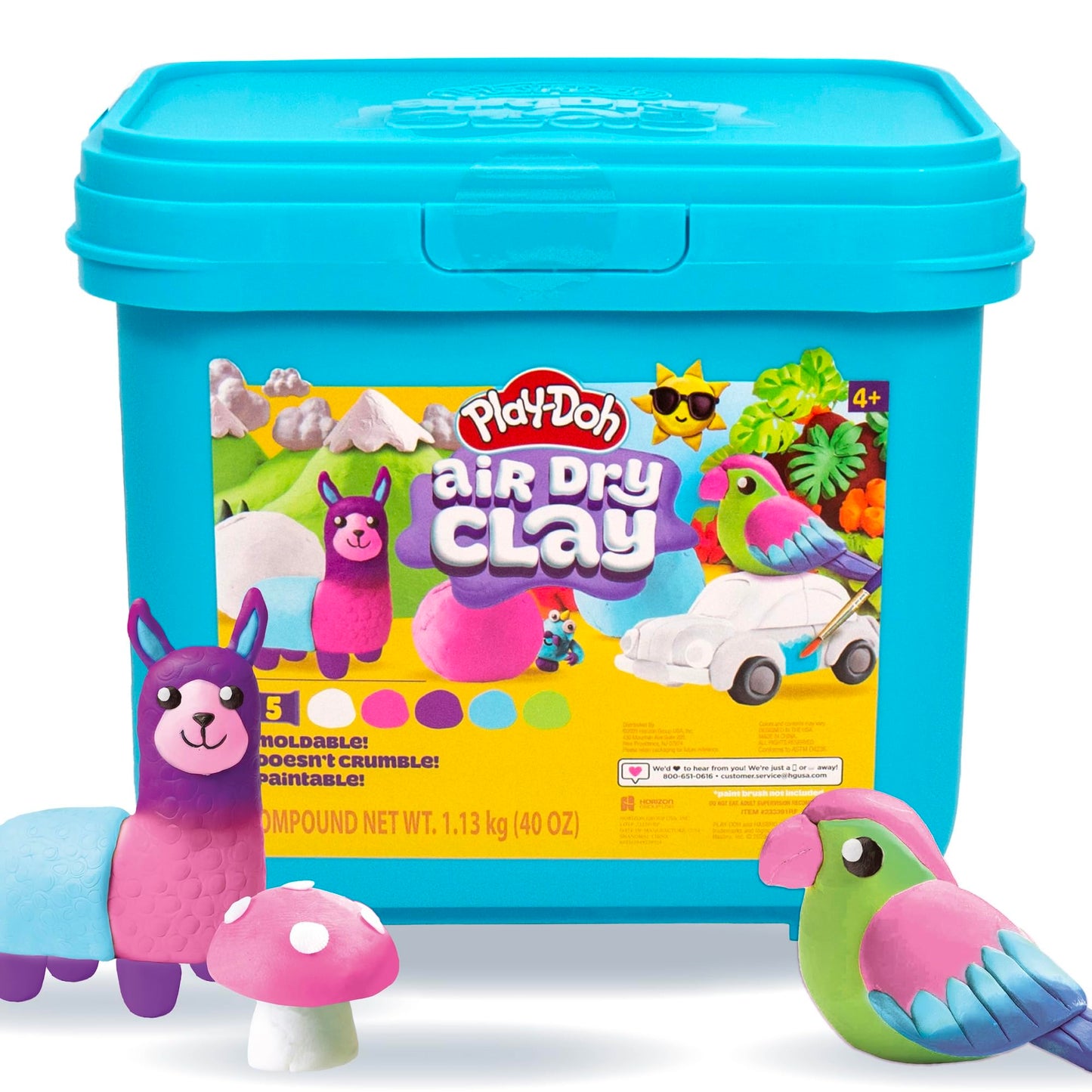 Play-Doh Brand Multicolor Air Dry Clay Bucket, 40 oz, 5, Paintable Clay Lightweight & Crumble-Free Sculpting Clay, Arts and Crafts Supplies, Kids Craft Materials