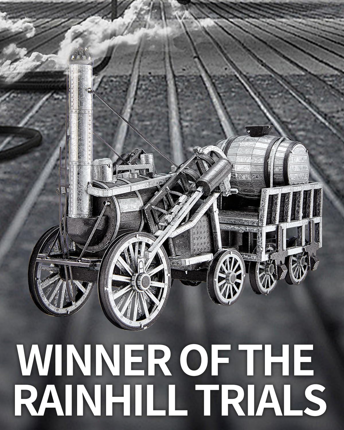 Piececool 3D Metal Puzzles for Adults, Rocket Steam Locomotive Model Kits DIY Steam Train Metal Building Kit Crafts for Adults Hobbies Home Decoration Best Gifts