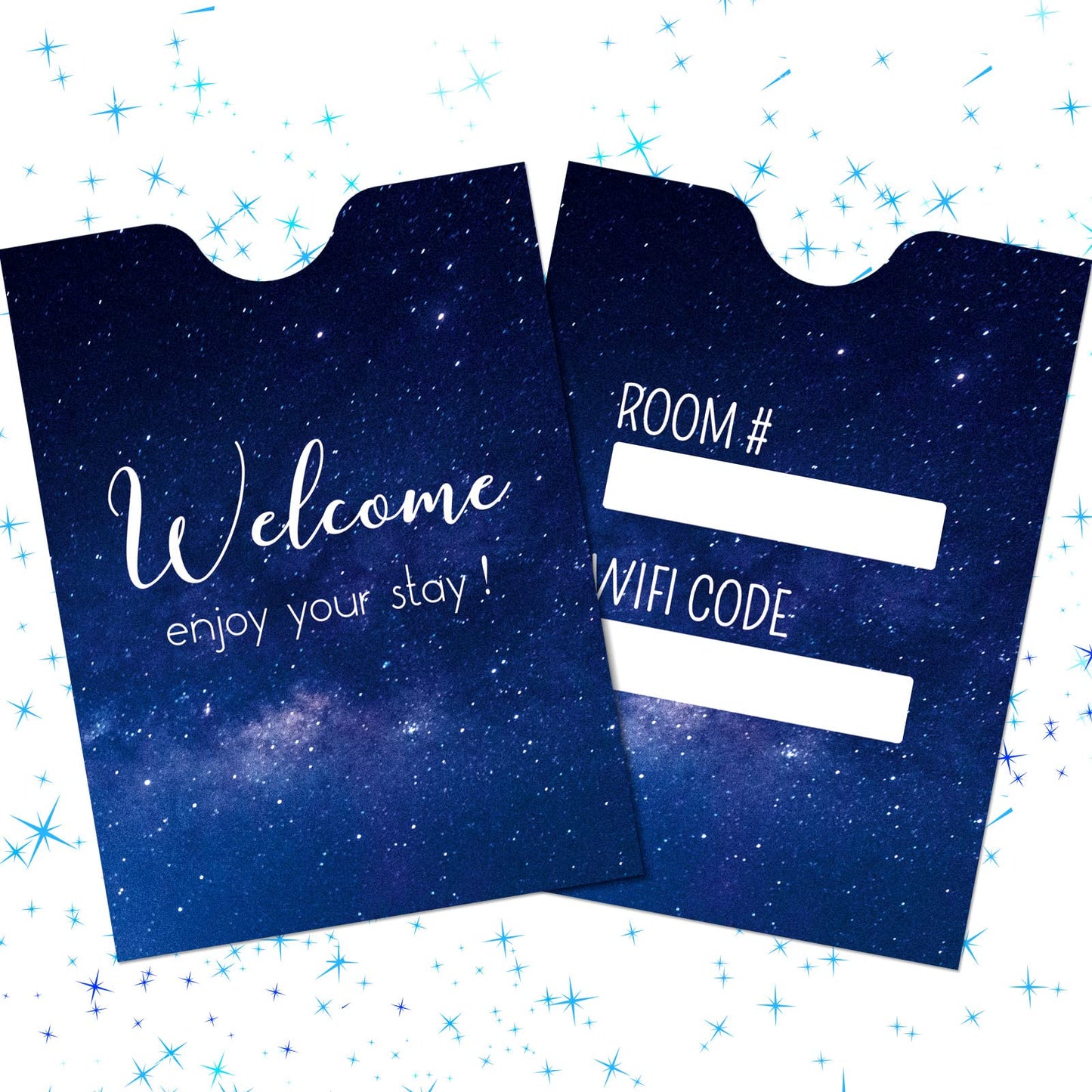 Outus 1000 Pcs Hotel Key Card Envelope Key Card Holder Sleeves Keycard Envelope Sleeve Enjoy Your Stay Keycard Cover for Hotel, 2.4 x 3.5 Inch (Galaxy Style)