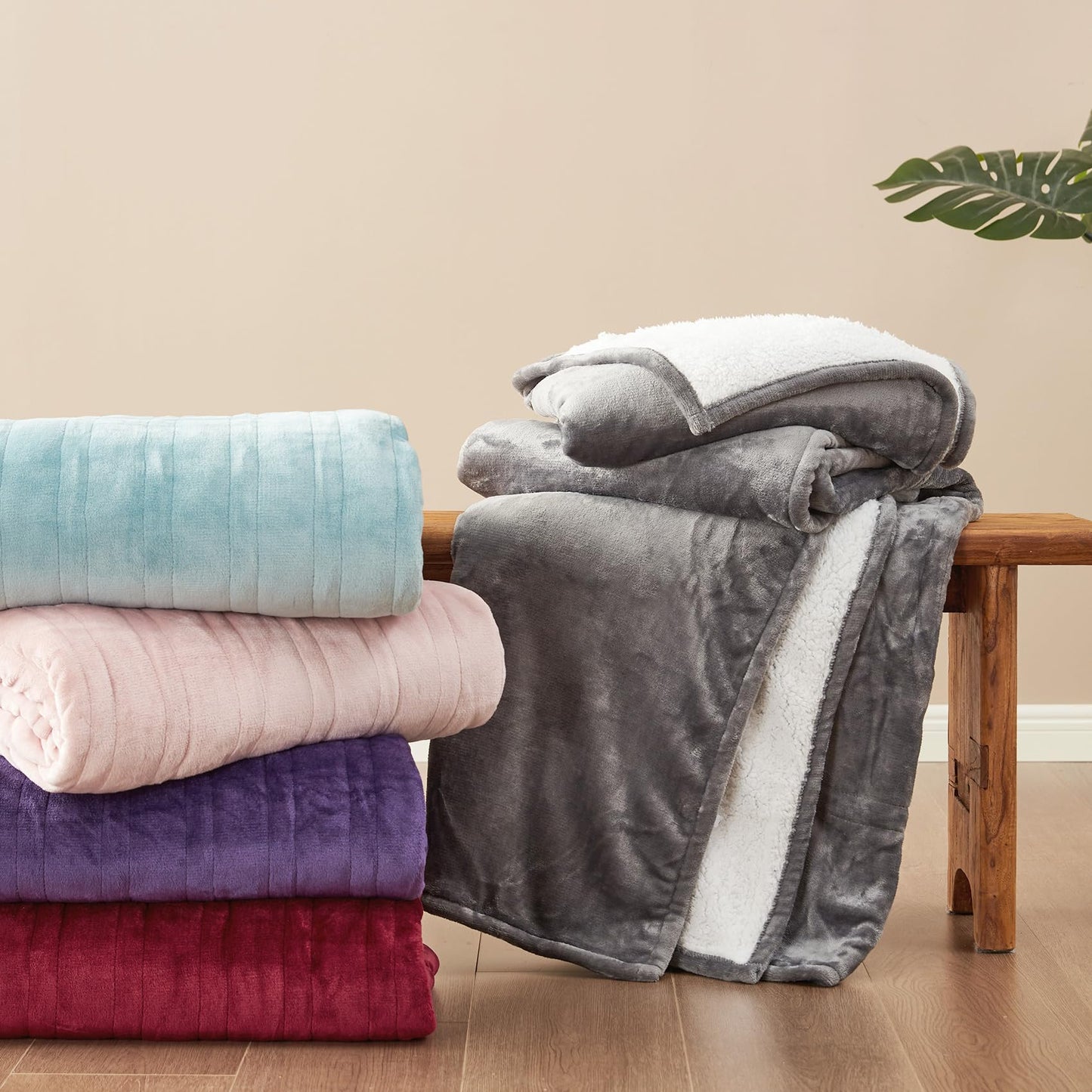 EHEYCIGA Heated Blanket Electric Blanket Throw - Heating Blanket with 6 Heating Levels & 10 Hours Auto Off, Soft Cozy Sherpa Washable Blanket with Fast Heating, 50 x 60 Inches, Grey