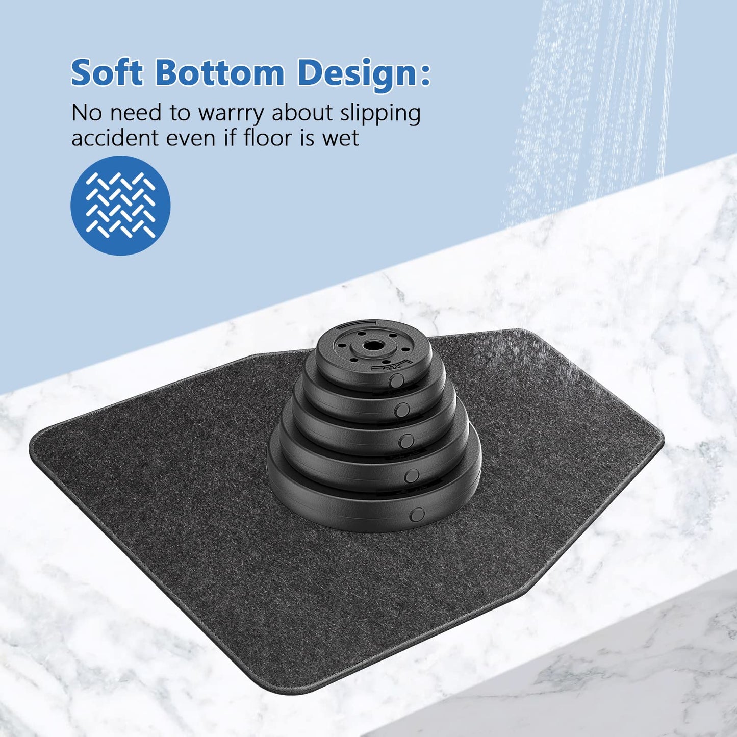 HBGOTL Urinal Mats (12 Pieces) -Crease-Free Packing, Heavy-Duty, Super Non-Slip, Water Absorption, Deodorization Black Floor Urine Mats for Men's Restrooms & Bathrooms(Hexagon)