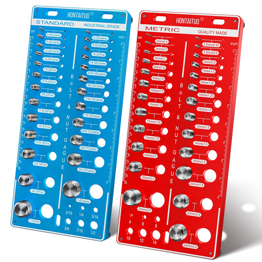 62 Nut and Bolt Thread Checker Standard and Metric,Bolt Size and Thread Gauge with 25 Standard & 25 Metric Bolt & 12 Drill Bit Gauge,Bolt and Nut Identifier Gauge