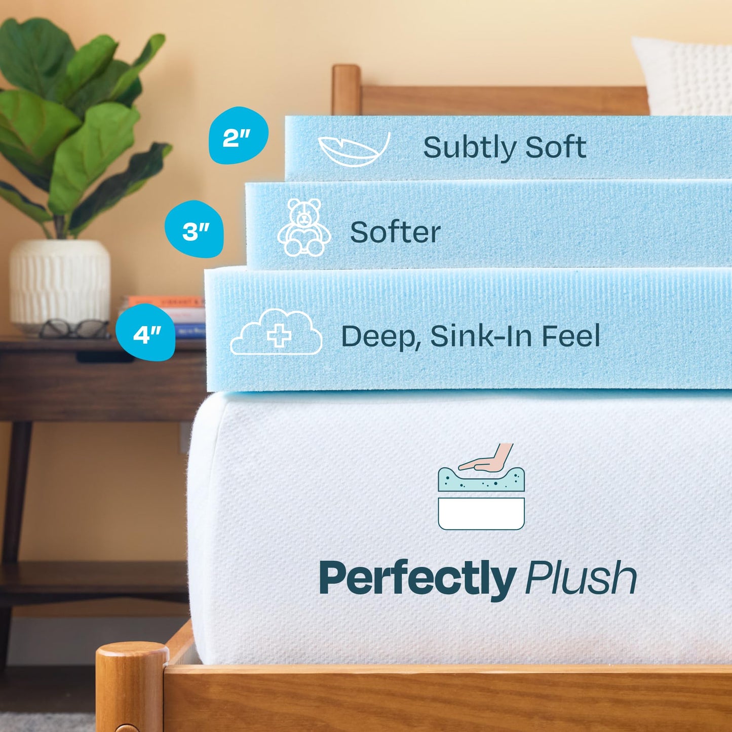Linenspa Memory Foam Mattress Topper, Small Twin Size - 2 Inch Gel Infused Memory Foam - Plush Feel - Cooling and Pressure Relieving - CertiPUR Certified