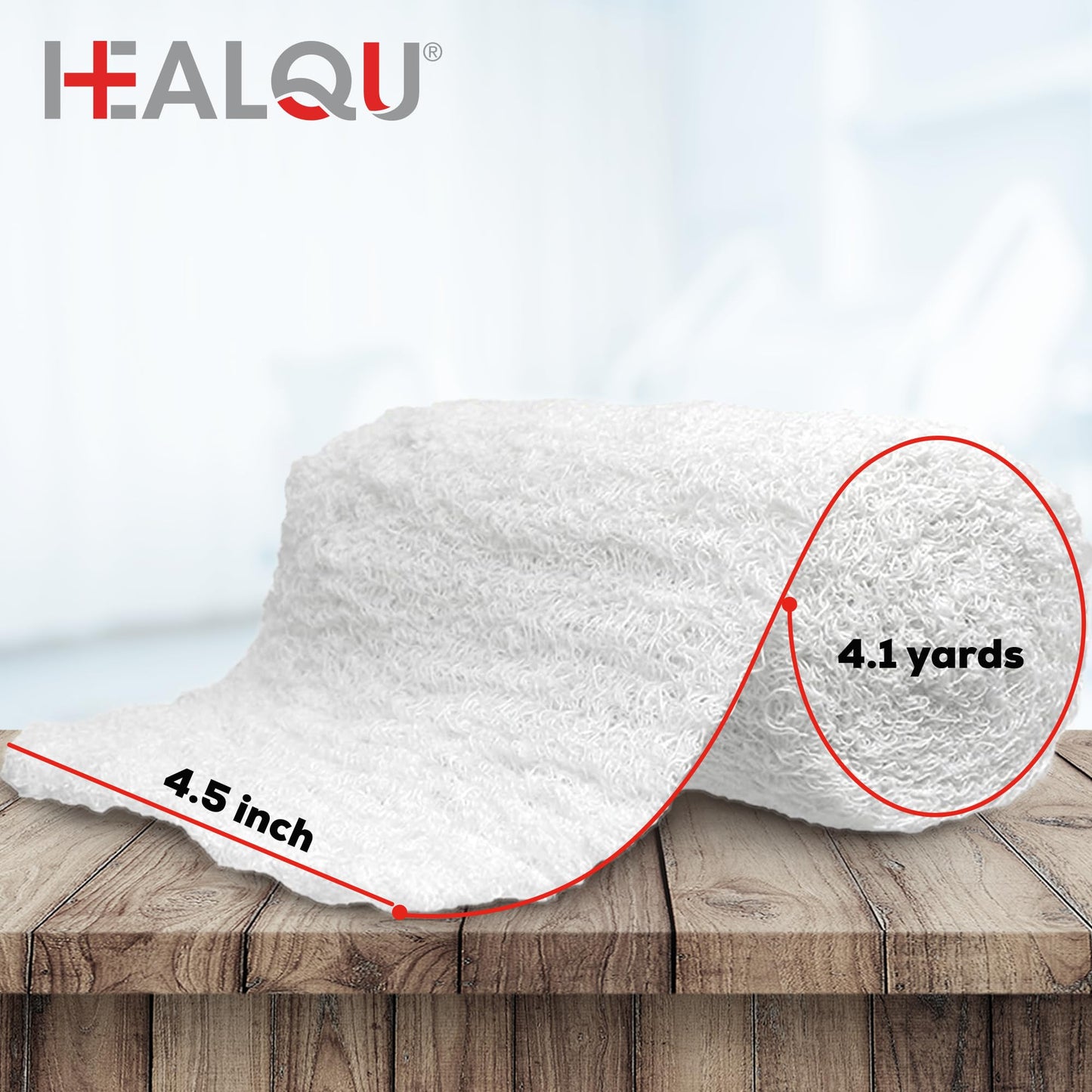 Kerlix Gauze Bandage Rolls - 4 1/2 in x 4.1 Yds, 6 Ply, 24 Single Sterile Pocuhes - Ultra Absorbent, Latex Free, Hospital Grade Cotton Fluff Bandage Wrap Krinkle Style - Wound Care & First Aid -HEALQU