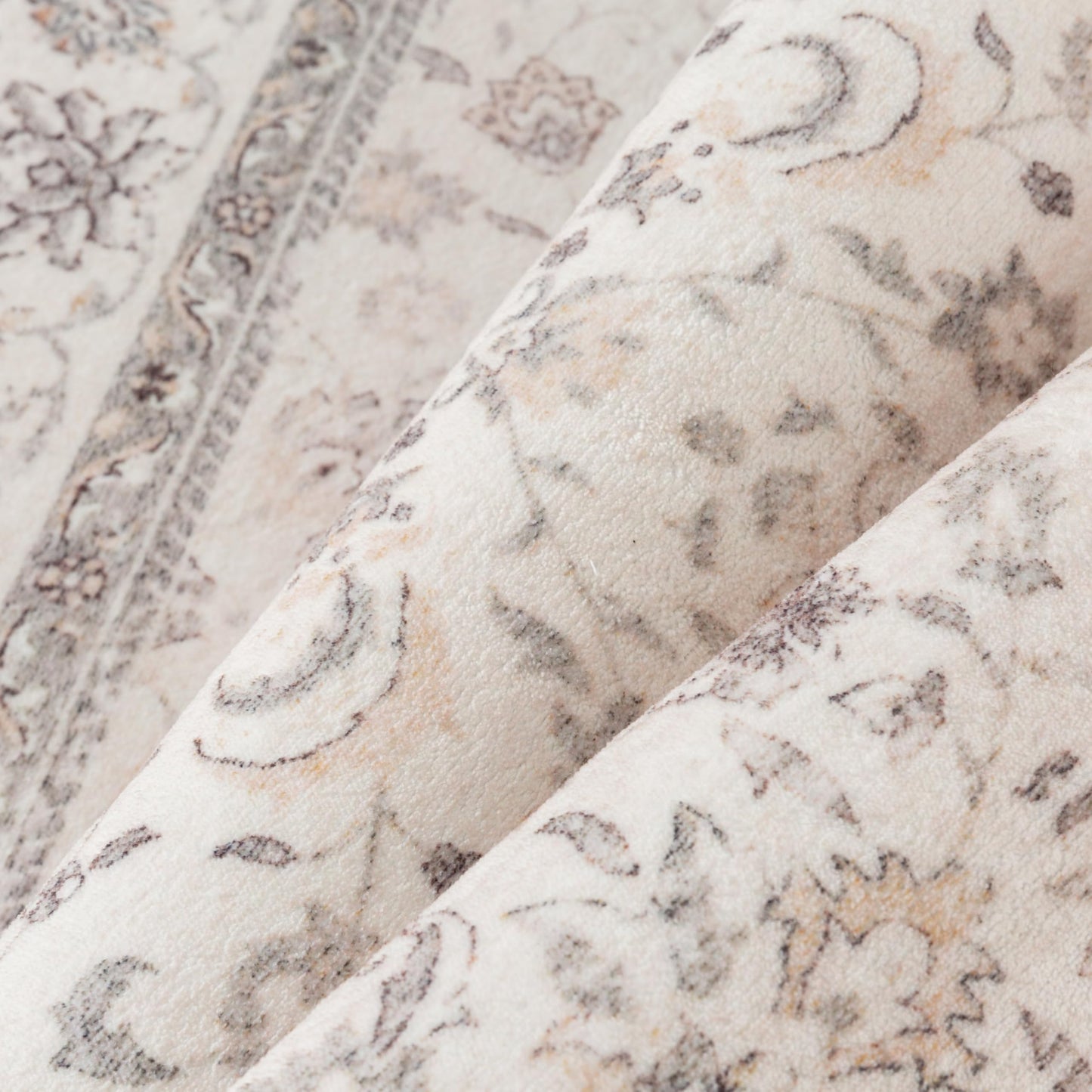 PureCozy 5x7 Area Rug Beige Washable Vintage Carpet Living Room Bedroom Non Slip Stain Soft Resistant Low Pile Thin Boho Accent Indoor Throw Rug for Dining Room Office