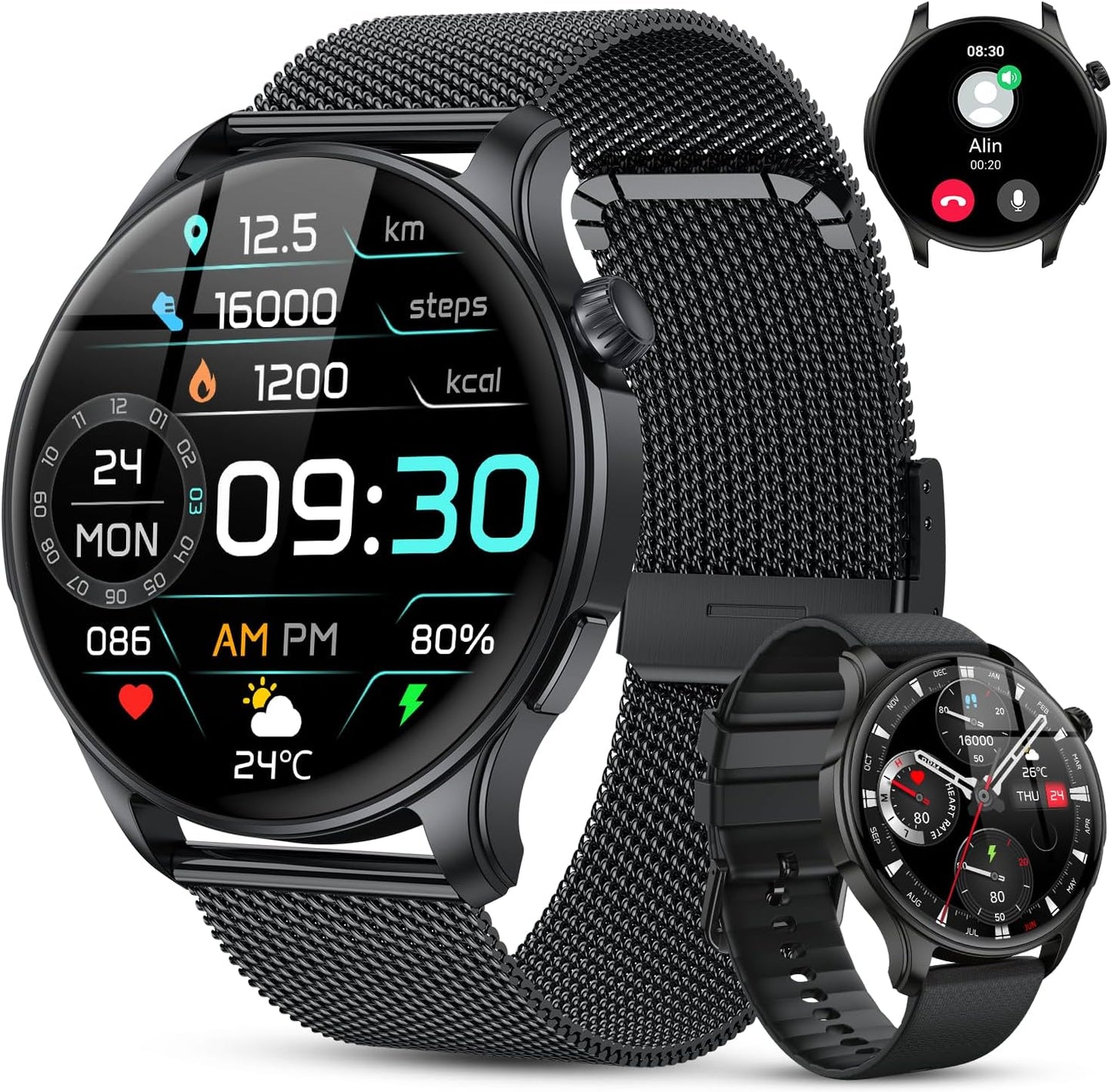 Smart Watch for Men Women Fitness: Make Answer Call Waterproof Digital Mens Watches Running Pedometer Smartwatch Android Phone iPhone Samsung Compatible Sleep SpO2 Heart Rate Monitor Step Tracker