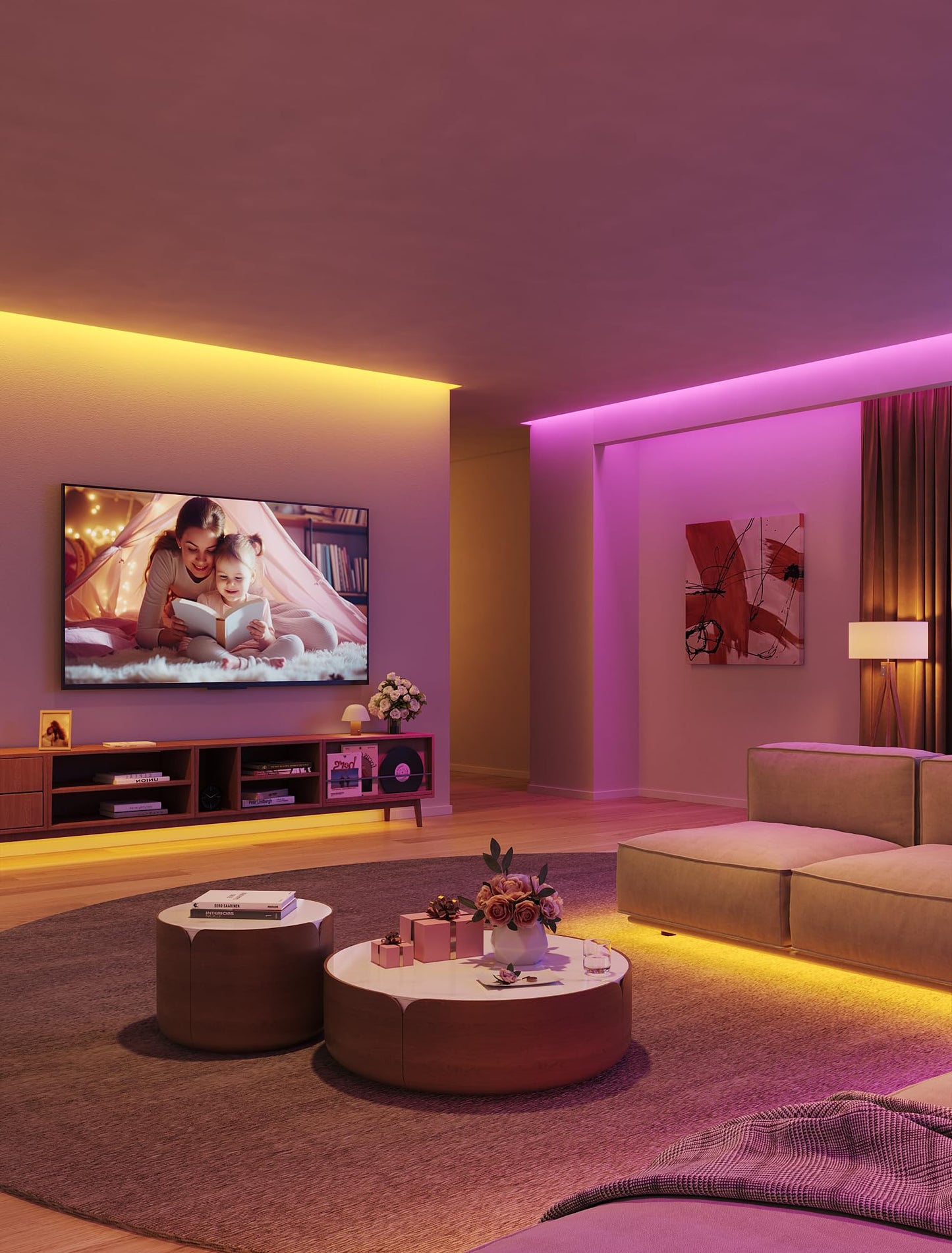 Govee LED Strip Lights 100ft, LED Lights for Bedroom, WiFi RGB LED Lights Work with Alexa and Google Assistant, 64 Modes and Music Sync, Strip Lights for Indoor, Home Decor, 2 Rolls of 50ft