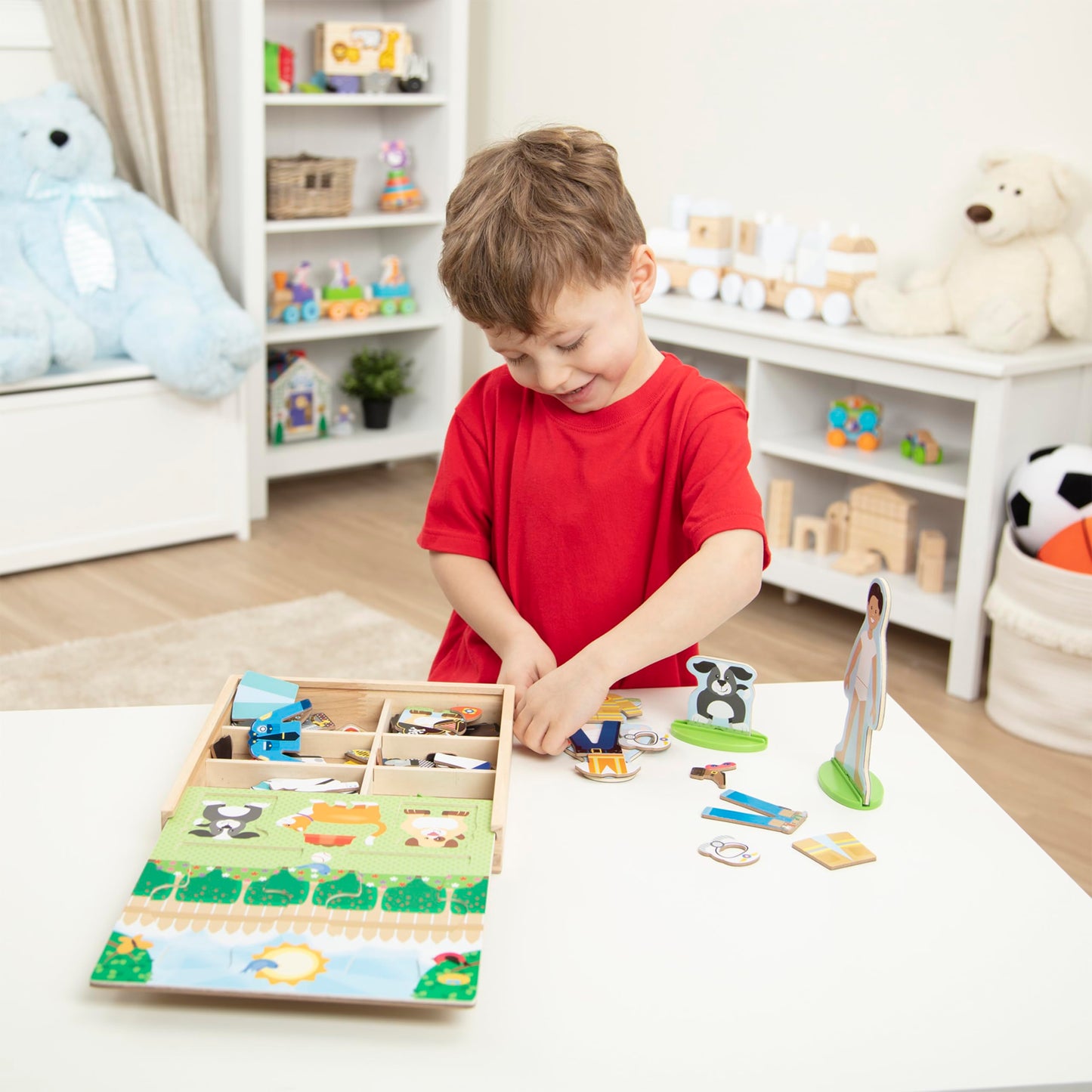 Melissa & Doug Occupations Magnetic Dress-Up Wooden Dolls Pretend Play Set (82 pcs) Pretend Play Magnetic Dress-Up Dolls for Kids