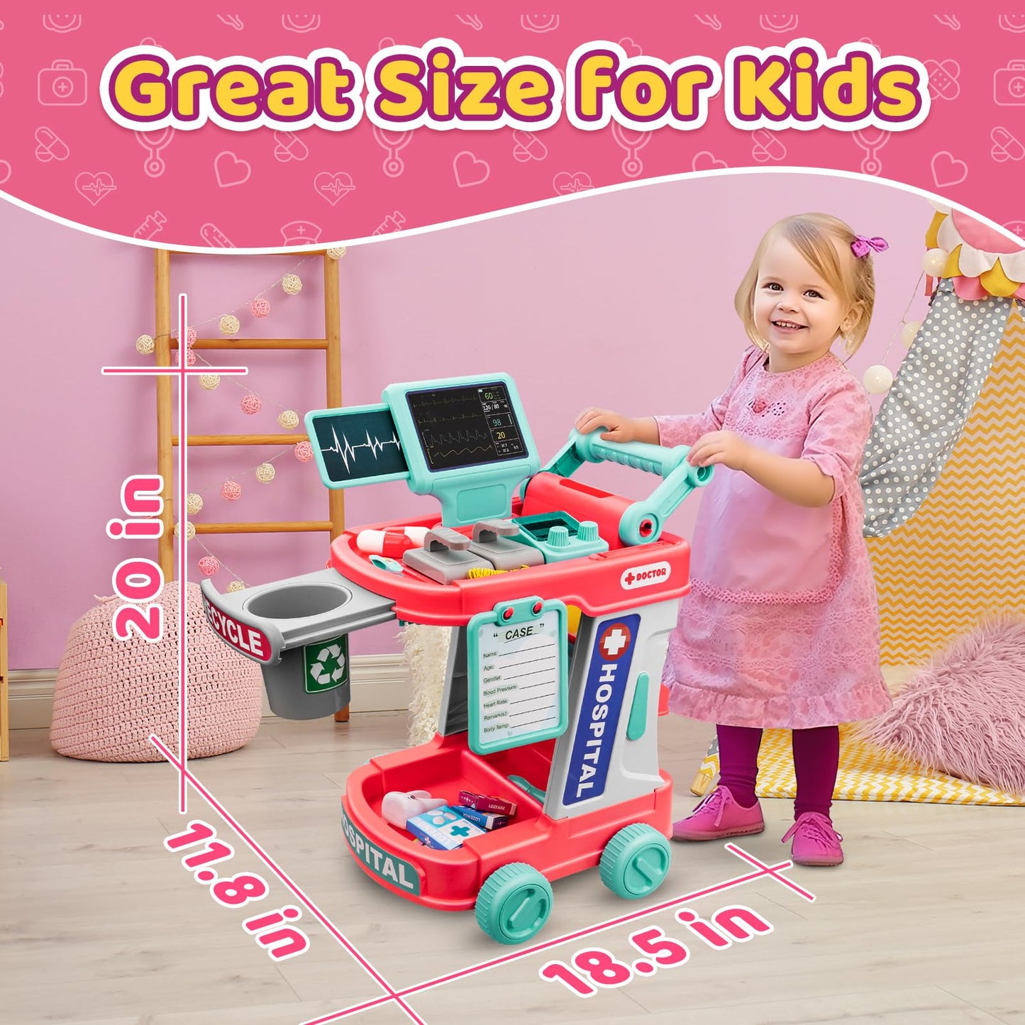 Doctor Kit for Kids - Pretend Doctor Playset for Toddlers with Stethoscope - Medical Play Set Toy for Boys Girls - Kids Doctor Kit for 3 4 5 6 7 8 9 Year Old - Christmas Birthday Gift