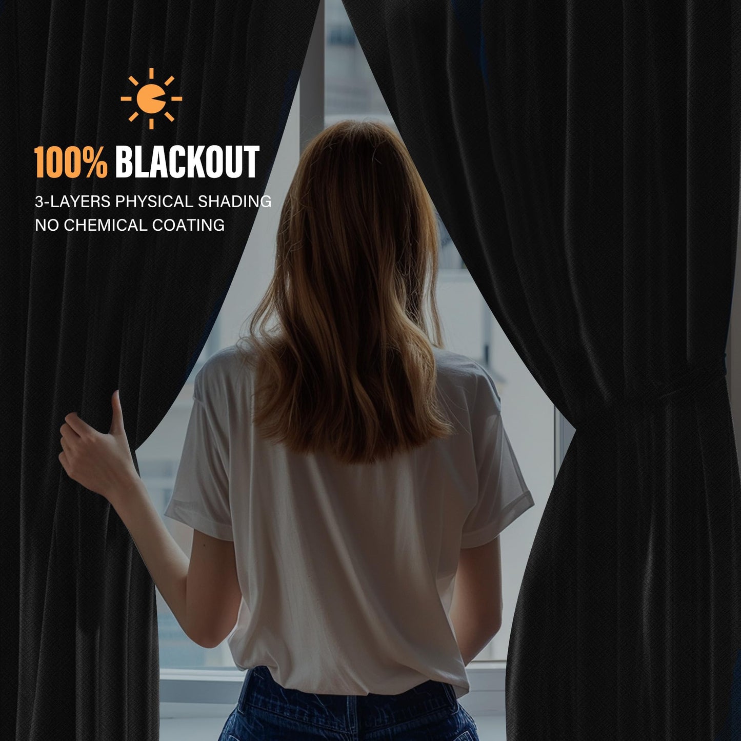 MaKefeile Room Divider Curtains with Flexible Ceiling Curtain Tracks Set,100% Blackout Floor to Ceiling Curtains Patio Sliding Door Curtains (Black Drape & Black Rail W 8.3 × H 7 FT)