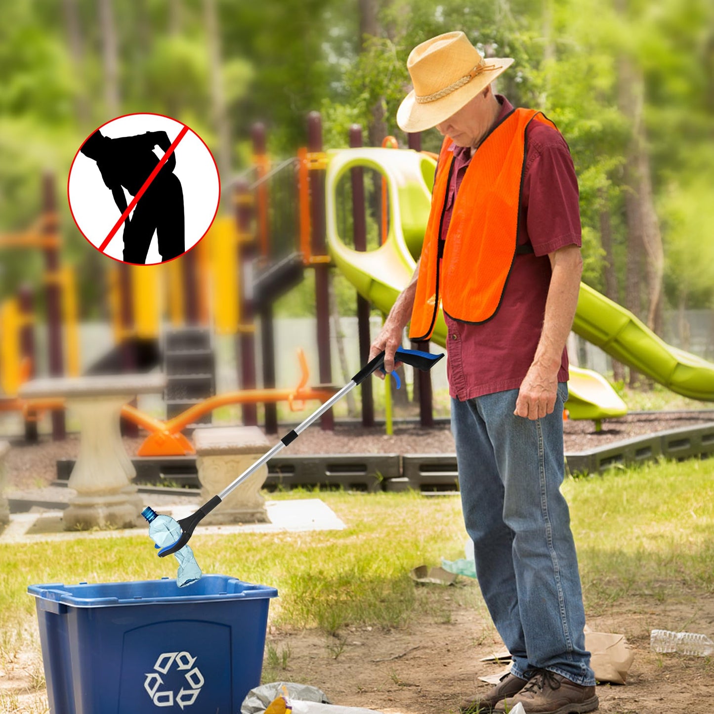 Tottist 6 Pack 32 Inch Commercial Trash Grabber for Elderly Assist, Heavy Duty Lightweight Reacher with Ergonomic Handle & Non-Slip Grip, Multi-Use Outdoor Home Garden Cleanup Mobility Aid Tool