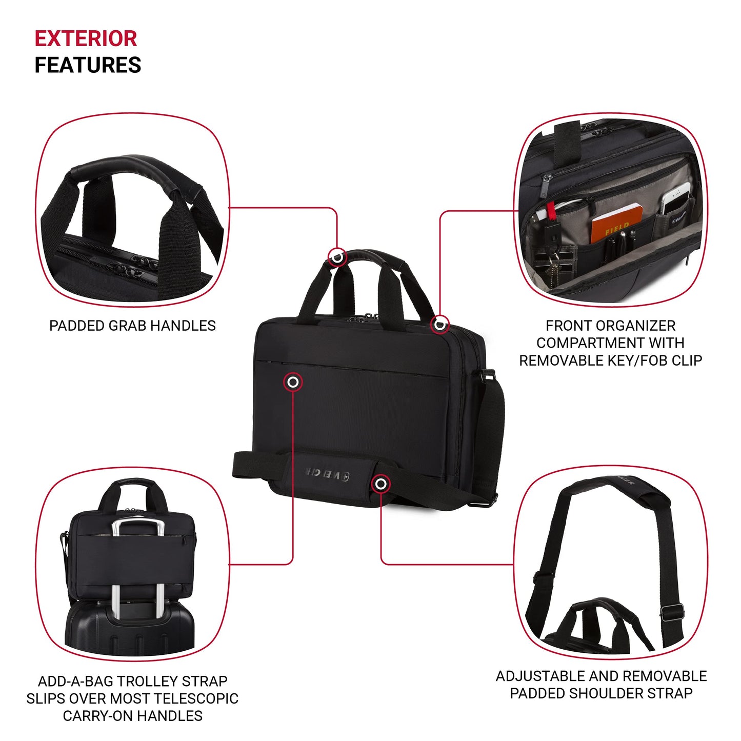 Wenger Luggage Source Padded Organizer Briefcase with Scratch Protection, Black, 14-inch (601366)