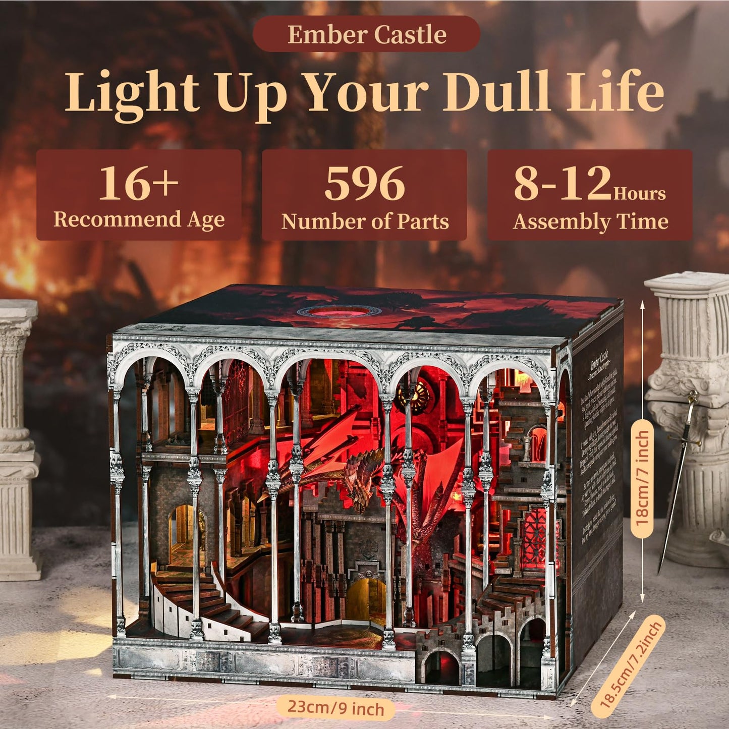 MiniCity DIY Miniature Dollhouse Booknook Kit with LED Lights and Dust Cover for Teens and Adults