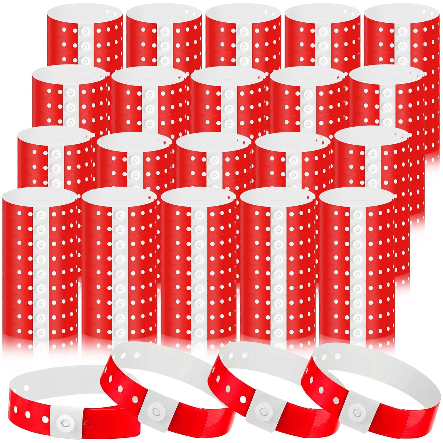 Henoyso 600 Pcs Red Plastic Wristbands for Events Vinyl Waterproof Pool Wristbands Neon Color Plastic Bracelet for Party Events Arm Band Identification for Concerts Carnivals