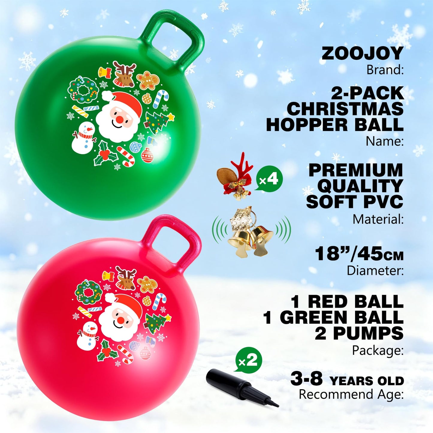 ZOOJOY 18In 2 Pack Christmas Hopper Ball