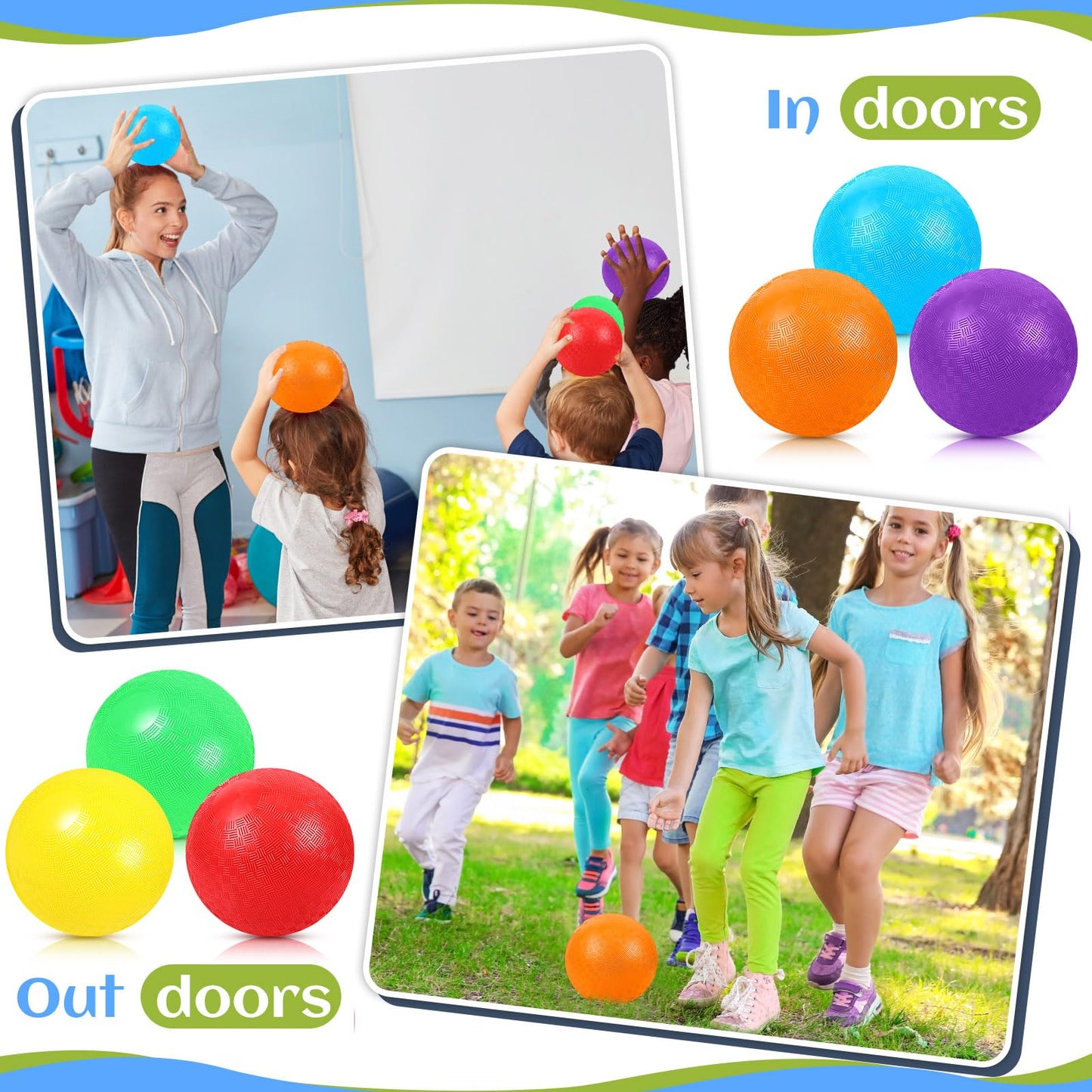 Hiboom 12 Pcs Playground Balls 5 Inch Dodgeball Playground Balls Kick Outdoor Inflatable with 1 Pcs Hand Pump for Adults Yoga Exercise Gym Schoolyard(Multi Color)