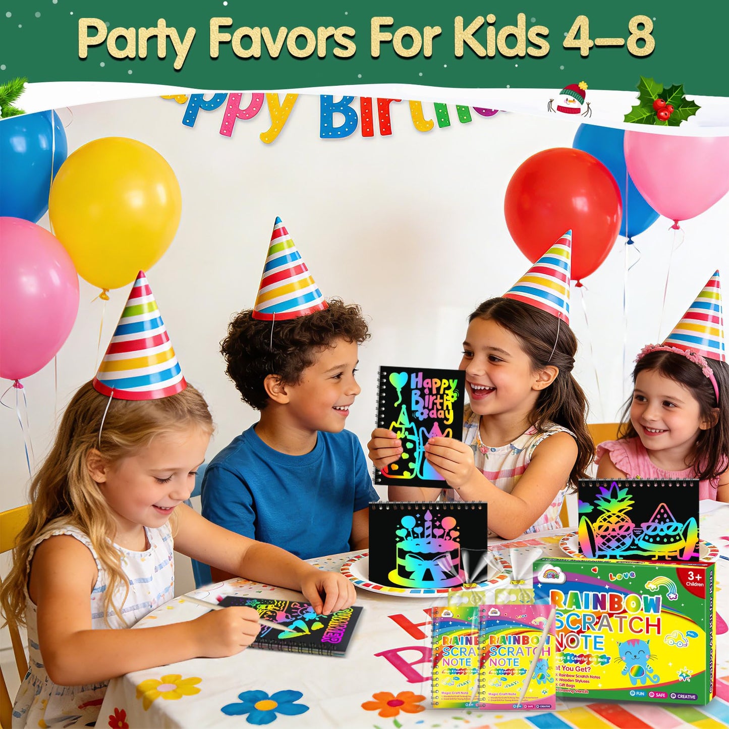 ZMLM Rainbow Scratch Party Favors Kids: 24 Pack Birthday Gifts Toy Bulk Scratch Art Notebook Birthday Goodie Bags Stuffers Girls Boys Art Craft Kit Pads Classroom Prizes School Teacher Return