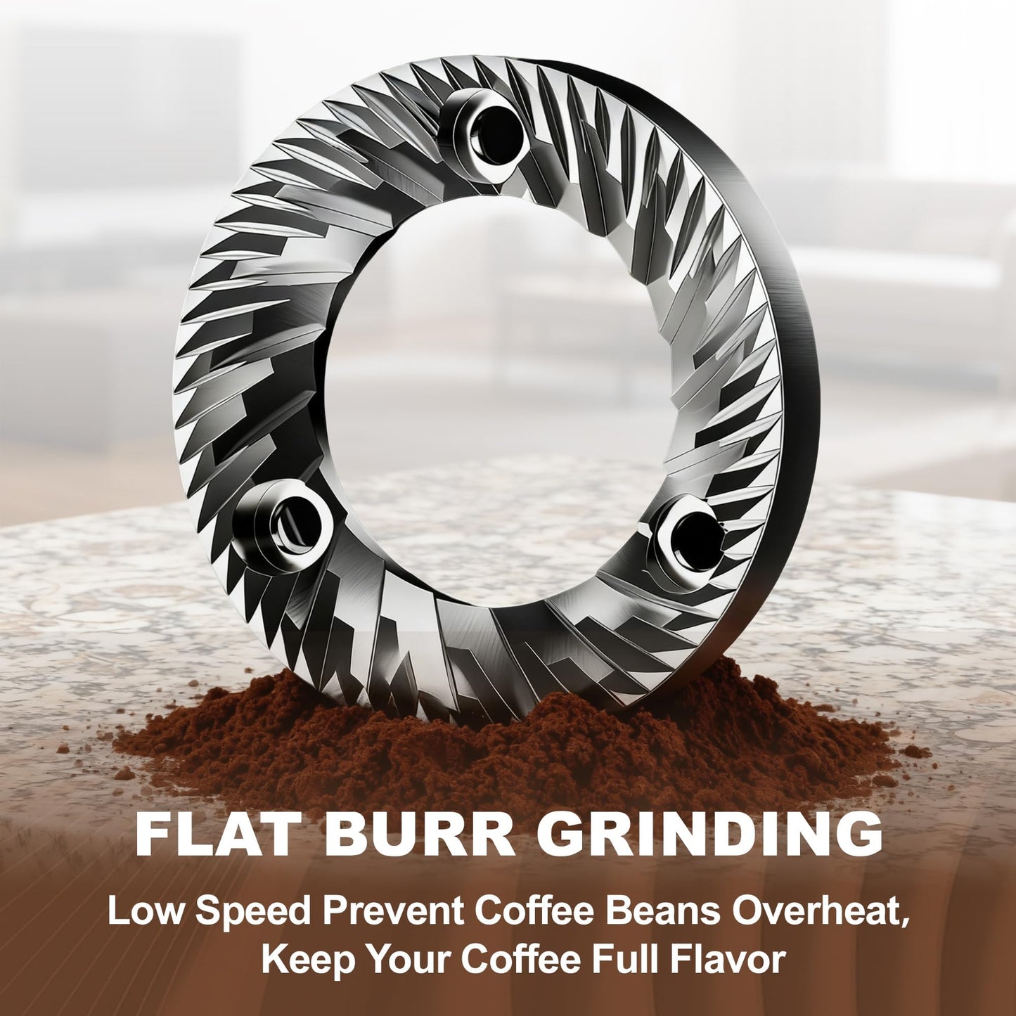 ROUNEXES Flat Burr Coffee Grinder Electric,Adjustable Coffee Grinder for Home Use, Burr Mill Grinder with 17 Levels, Large Capacity Bean Hopper & Removable Container