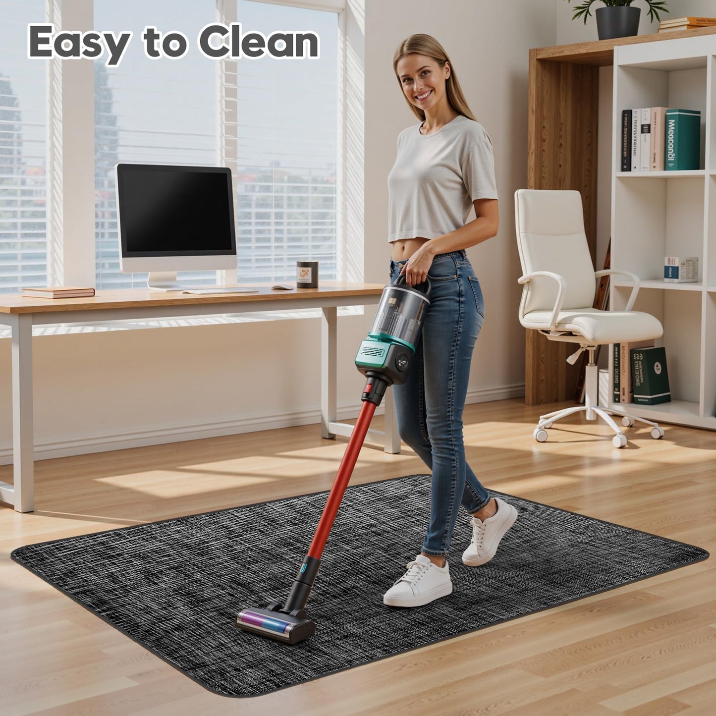 Sycoodeal Office Chair Mat for Hardwood & Tile Floor, 36" x 48" Heavy Duty Computer Gaming Chair Mat for Rolling Chairs Non-Curve, Anti-Slip, Floor Protector for Home Office (Black)