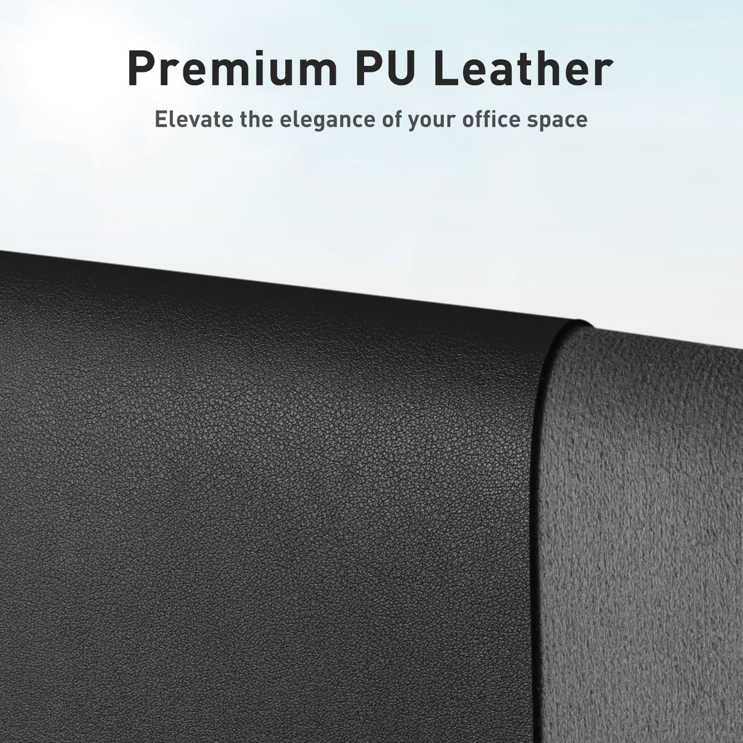 Aothia Faux Leather Desk Mat - Non-Slip PU Leather Desk Blotter, Waterproof Writing Surface, Large Desk Pad for Office & Home (Black, 55" x 24")