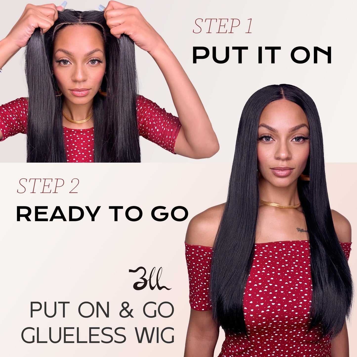 BLL Glueless Wig, Honey Blonde Synthetic Lace Front Wigs for Black Women Pre Plucked Pre Cut 6x4.5 Lace Easy to Wear Put on and Go 26inch Long Straight Highlight Wig