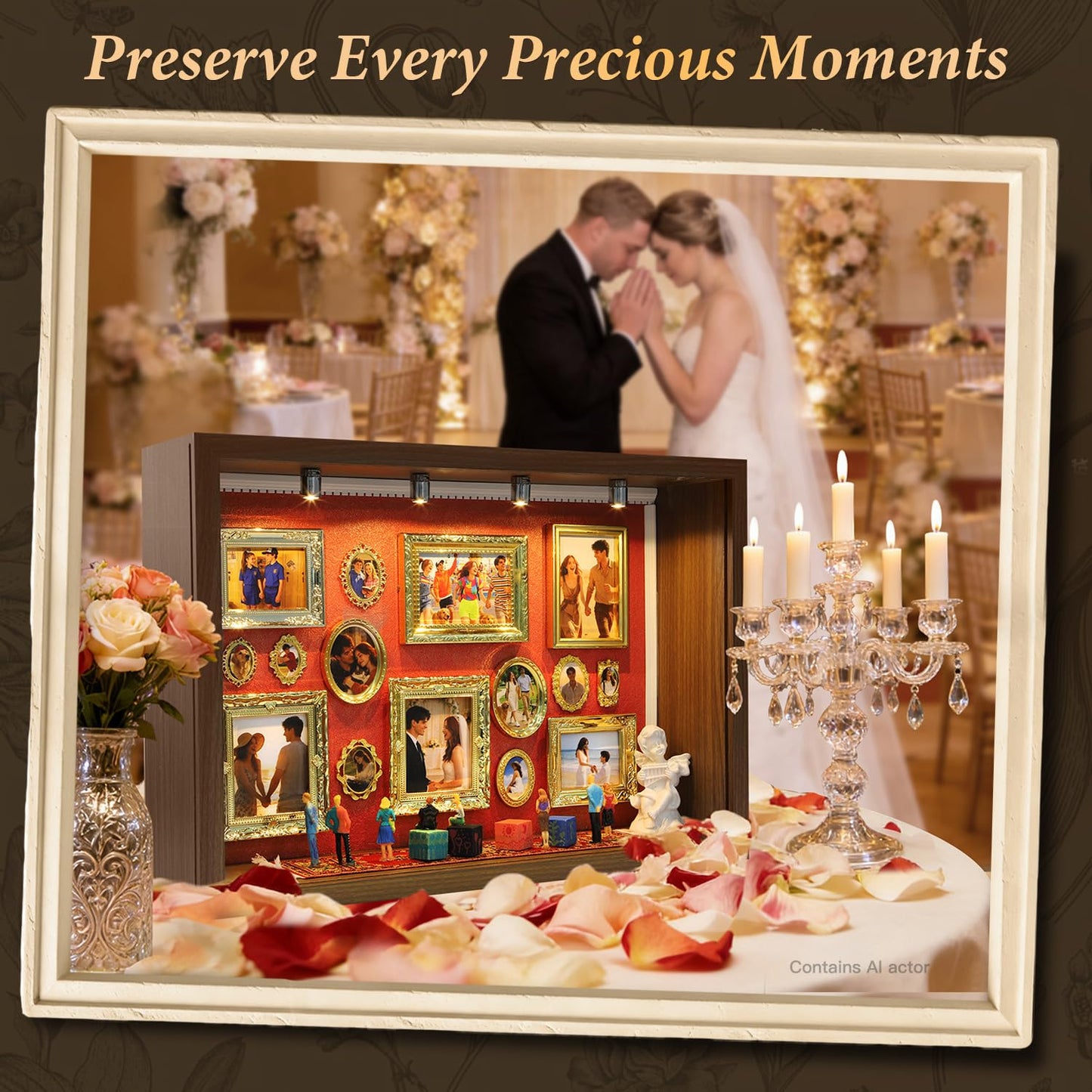 Microland Mini Museum Memory Box Small Picture Frame Shadow Box, Romantic for Her, Warm Pet Memorial Gifts, Personalized Present for Wedding, Birthday, Mother, Graduation, Christmas