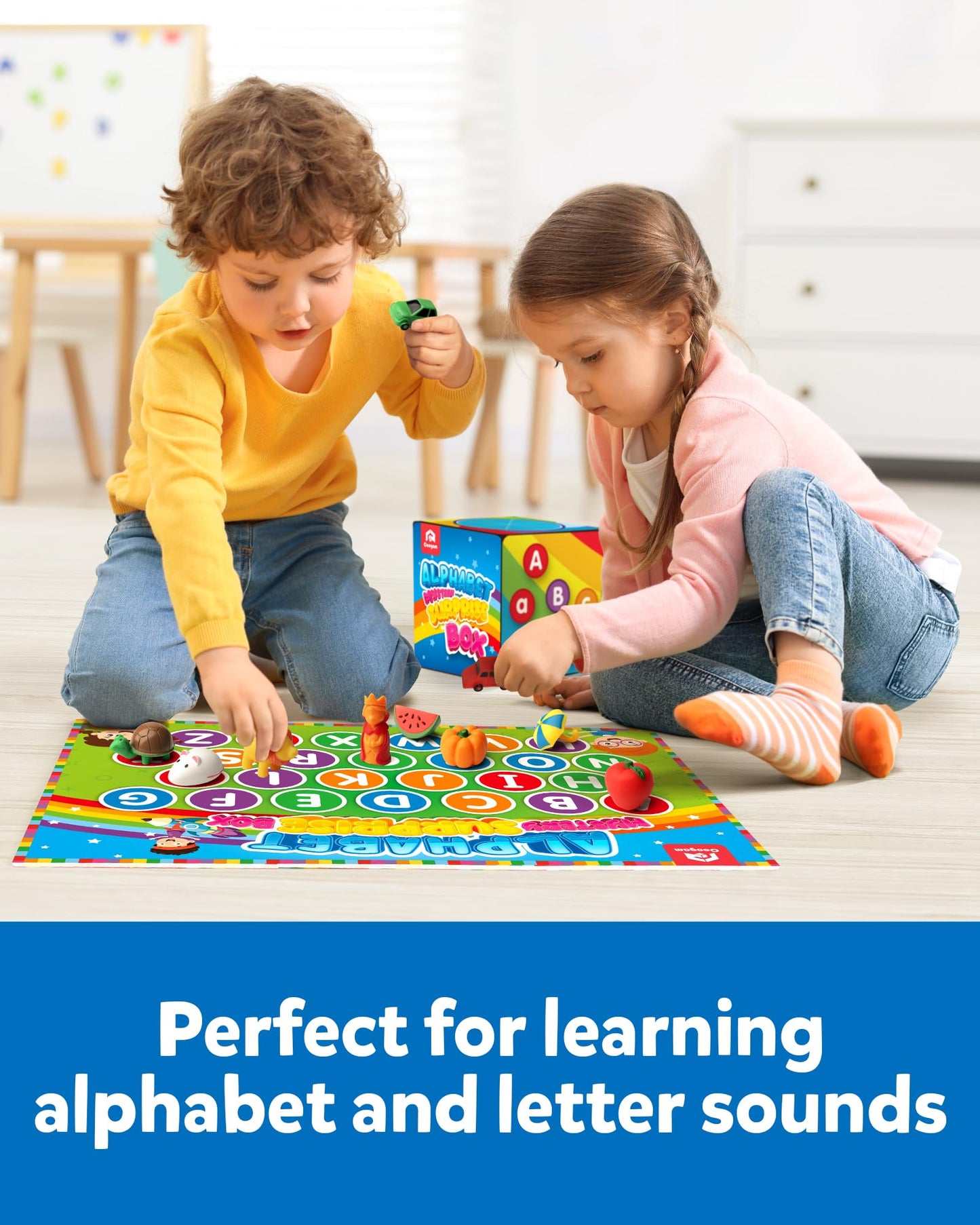 Coogam Alphabet Sorting Game, Fine Motor Letter Matching and Sorting Game, 26pcs Alphabet Educational Montessori Learning Toy Gift for Preschool Kindergarten 3 4 5 Year Old
