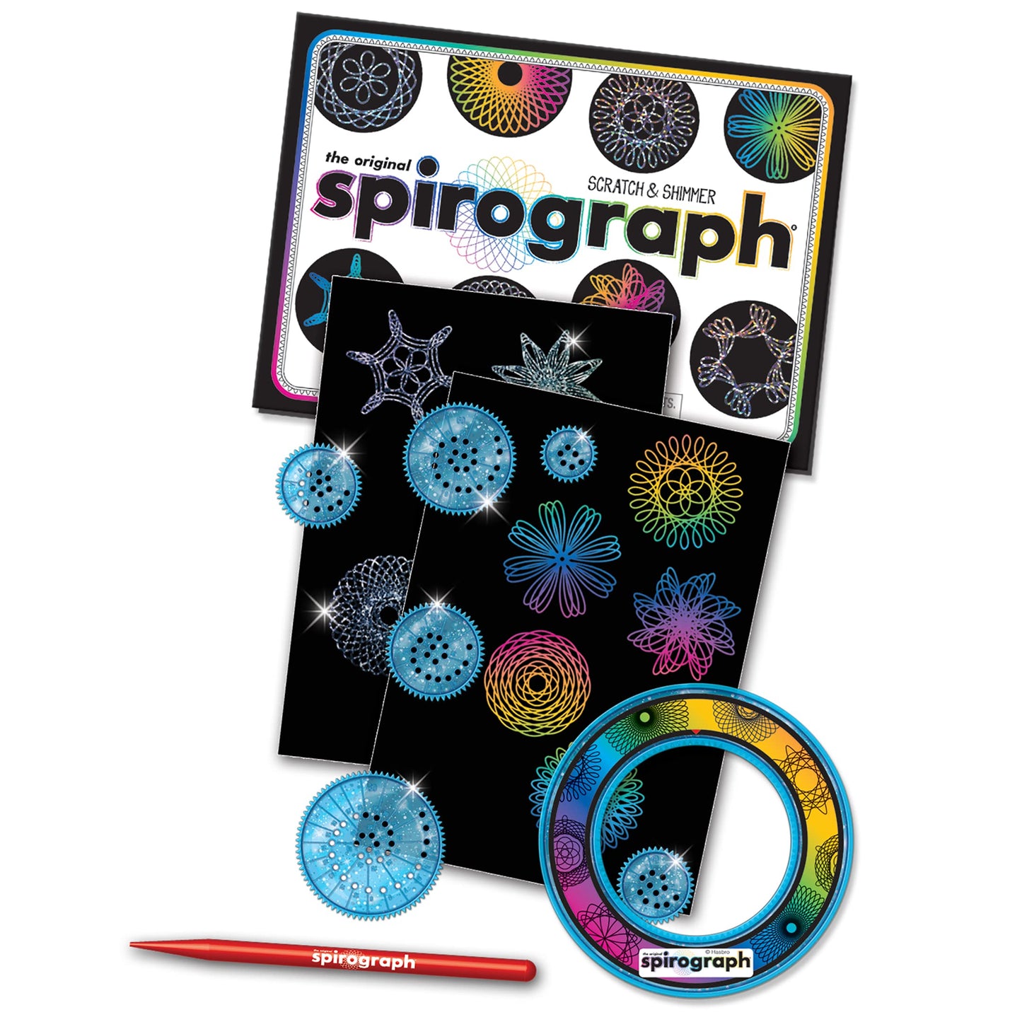 Spirograph Scratch & Shimmer | Create Amazing Multicoloured & Sparkly Designs | Includes Scratch Sheets, Sticker Sheets & Glitter Precision Wheels | Creative Arts & Crafts Activity | for Ages 8+