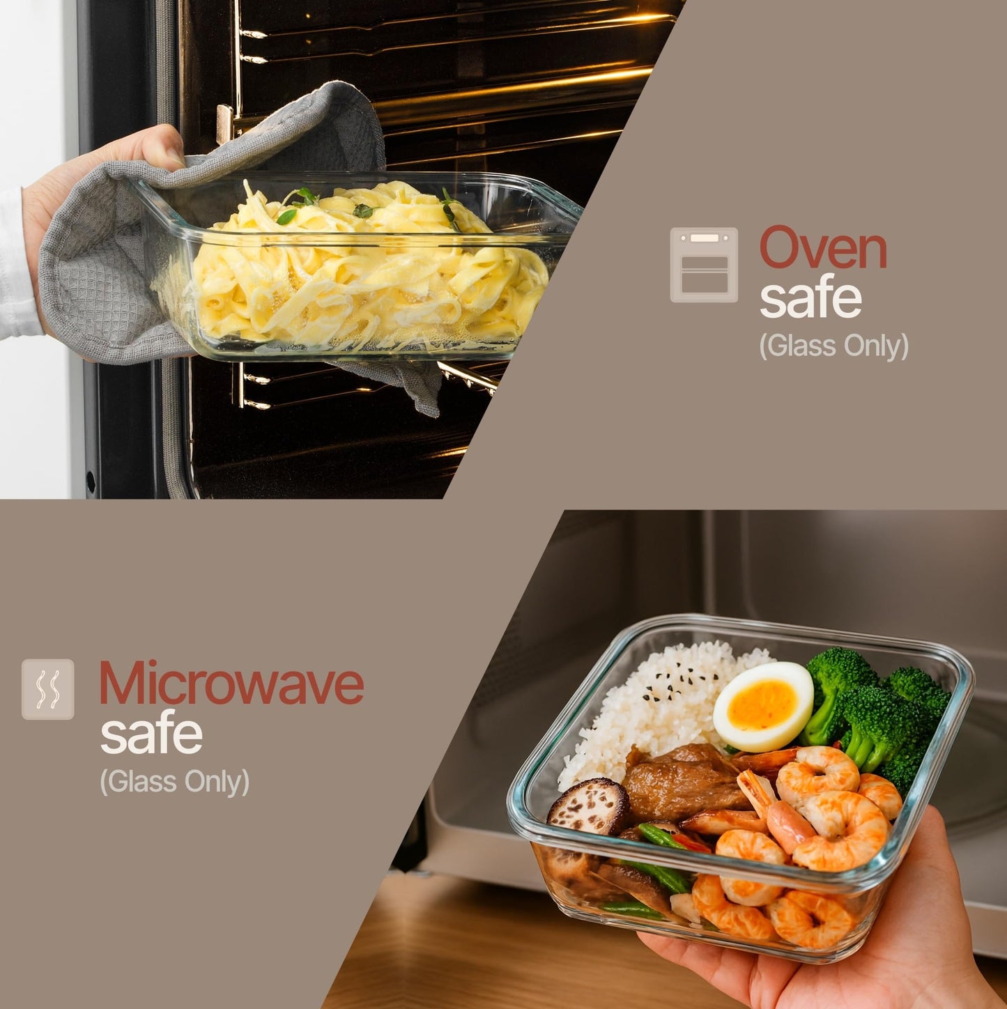Bakken Borosilicate Glass Food Storage Containers with Lids 16 Pieces, BPA-Free Stackable Lunch & Leftover Containers, Microwave, Freezer & Dishwasher Safe, 100% Airtight Leak-Proof, Gray