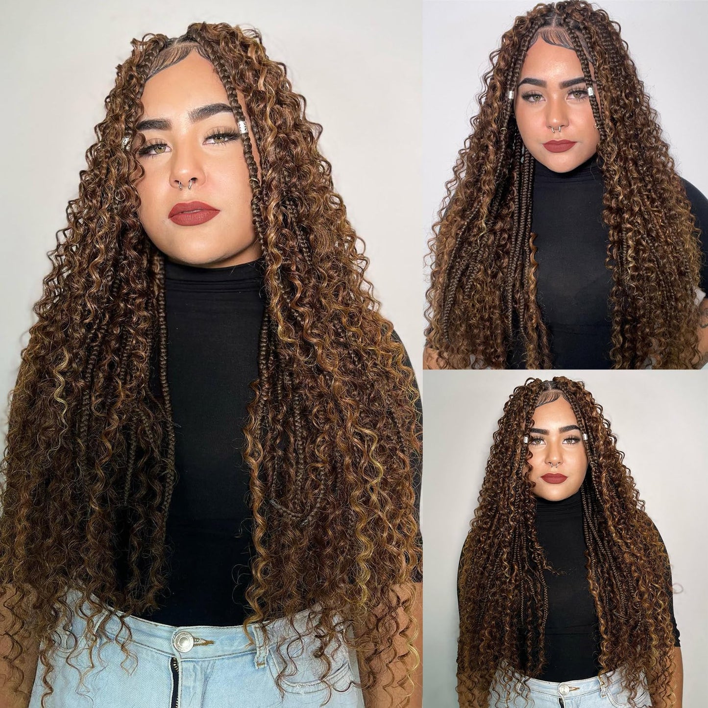 Human Braiding Hair Deep Wave Bulk Human Hair for Braiding No Weft (1 Pack-2 Bundles-100g) Human Braiding Hair for Boho Braids (4/30#, 20INCH)